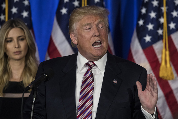 Donald Trump, presumptive Republican presidential nominee, speaks during a primary night event at the Trump National Golf Club Westchester in Briarcliff Manor, New York, U.S., on Tuesday, June 7, 2016.