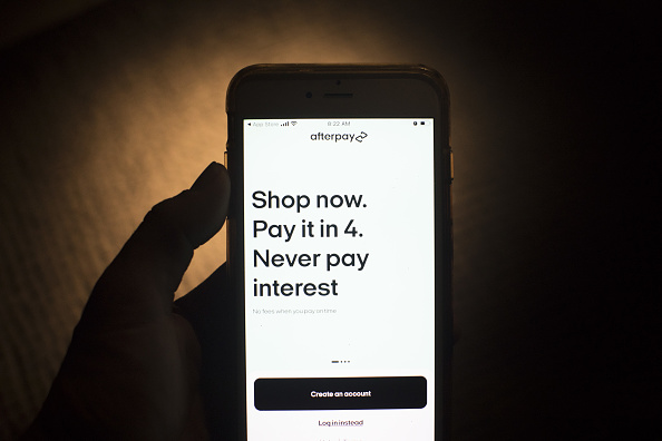 The Afterpay application login page arranged on a smartphone in Sydney, Australia, on Aug. 3, 2021.