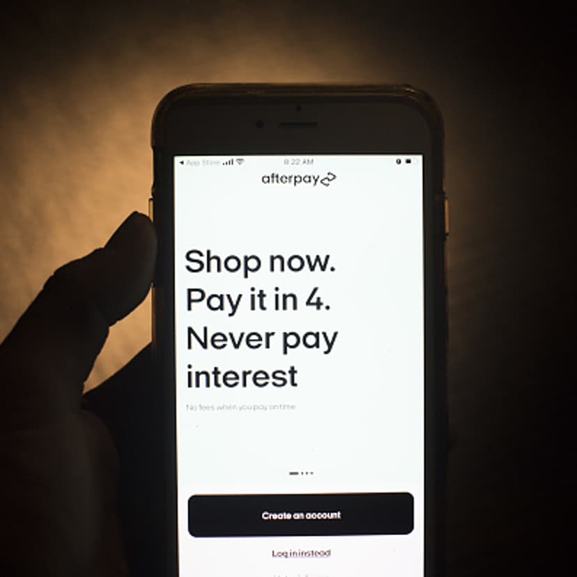 The Afterpay application login page arranged on a smartphone in Sydney, Australia, on Aug. 3, 2021.
