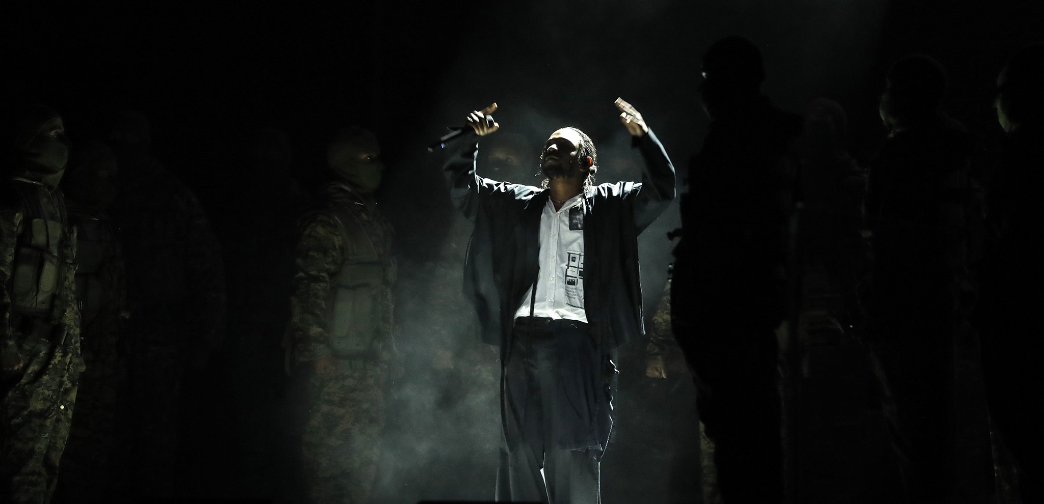 Kendrick Lamar performs at the 2018 Grammys