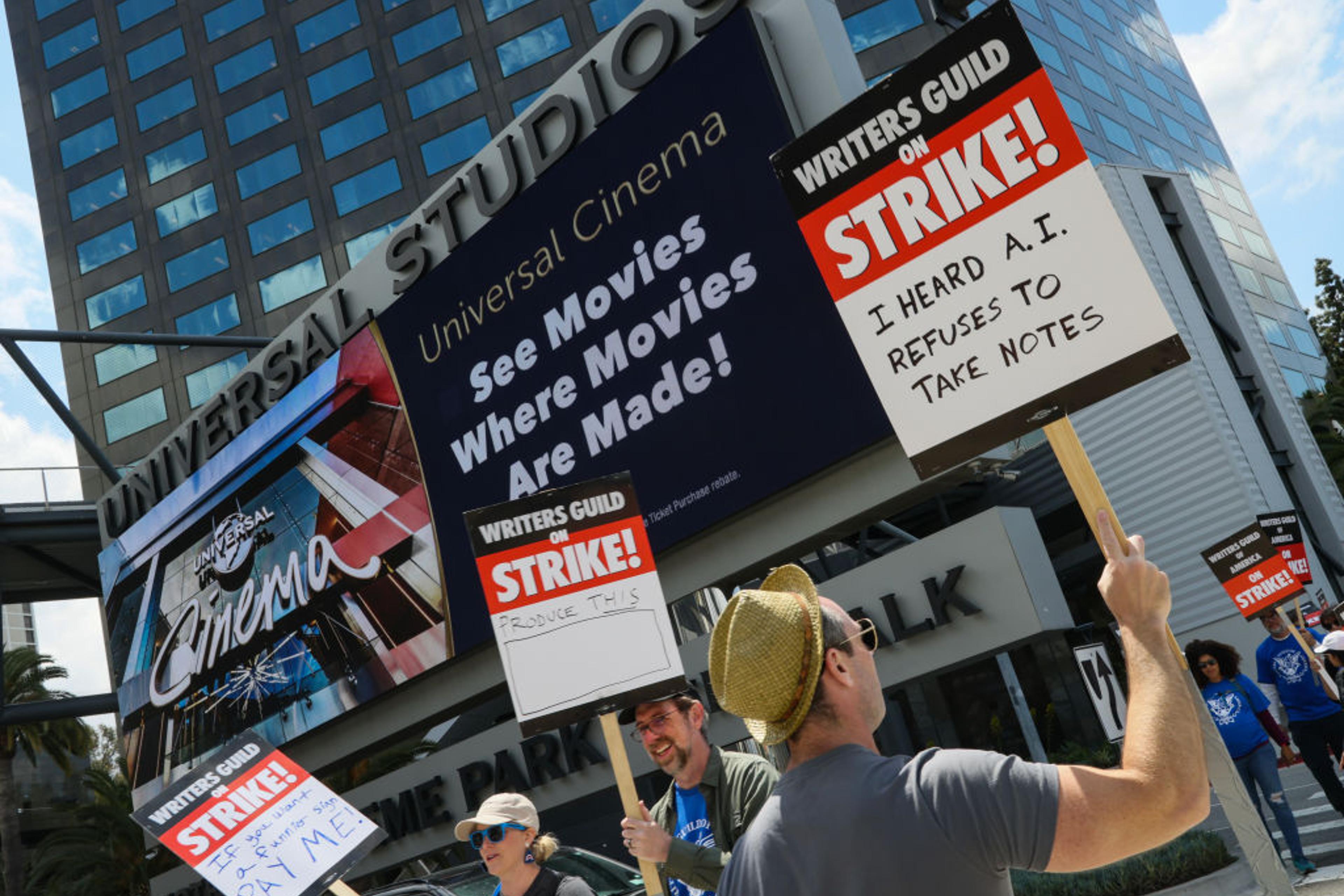 Hollywood Writers Go On Strike In Los Angeles, California