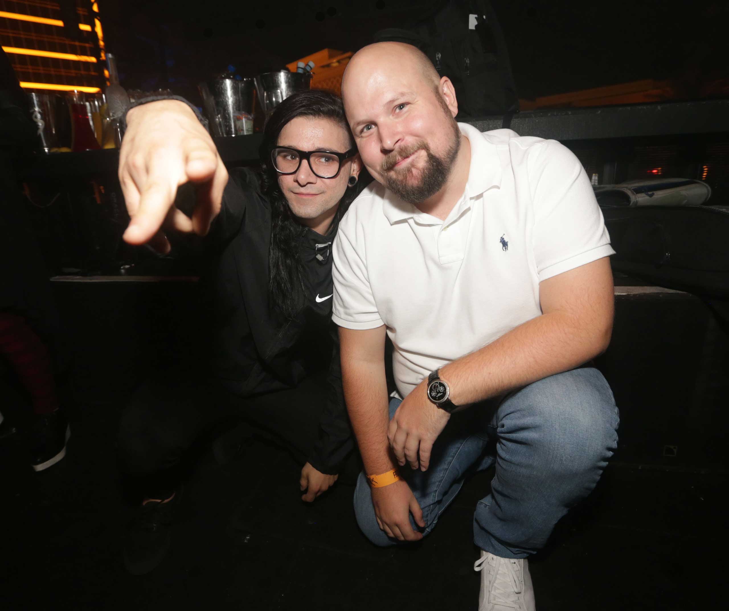 Tommy Lee, fiancee Sofia Toufa and Markus "Notch" Persson party at XS nightclub in Las Vegas