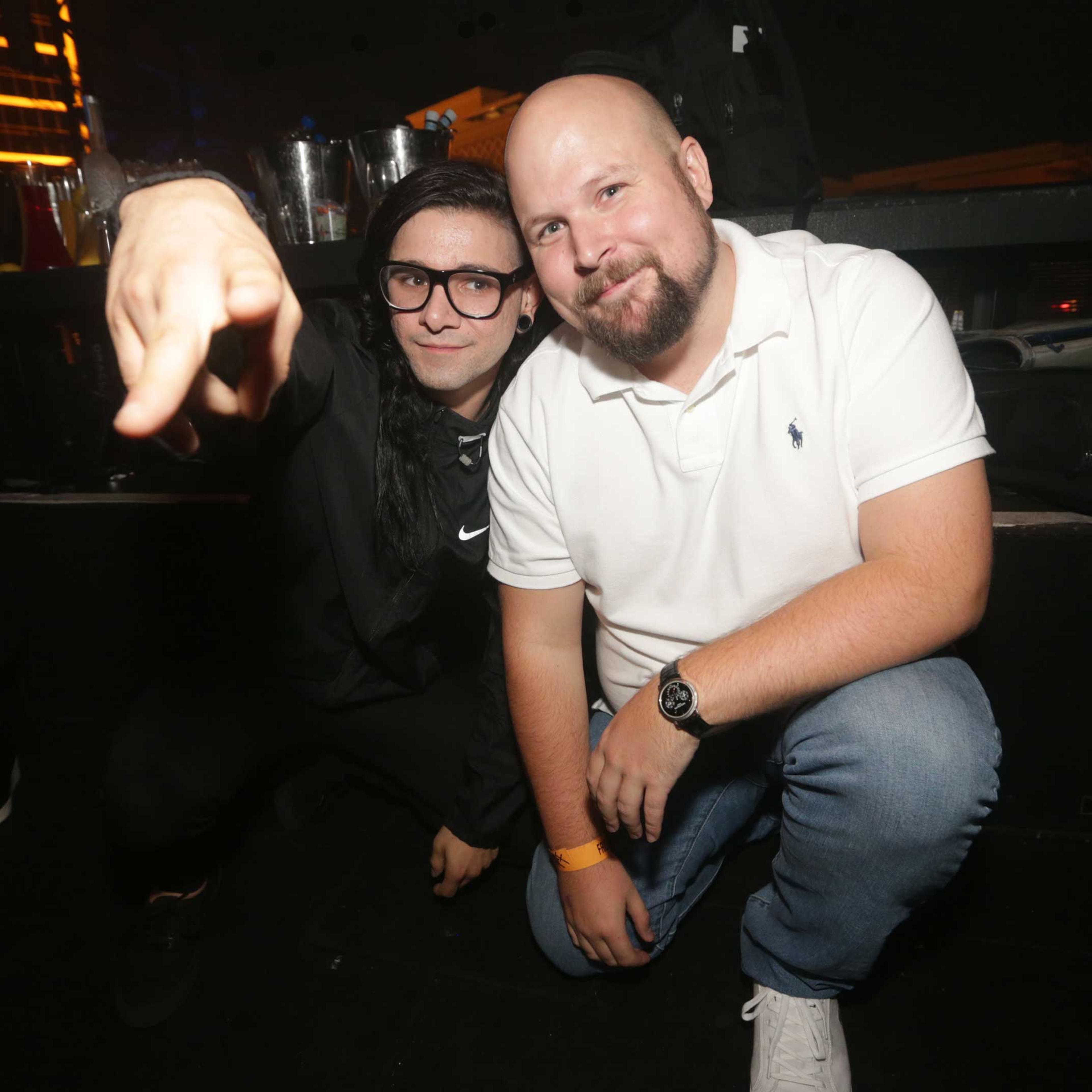 Tommy Lee, fiancee Sofia Toufa and Markus "Notch" Persson party at XS nightclub in Las Vegas