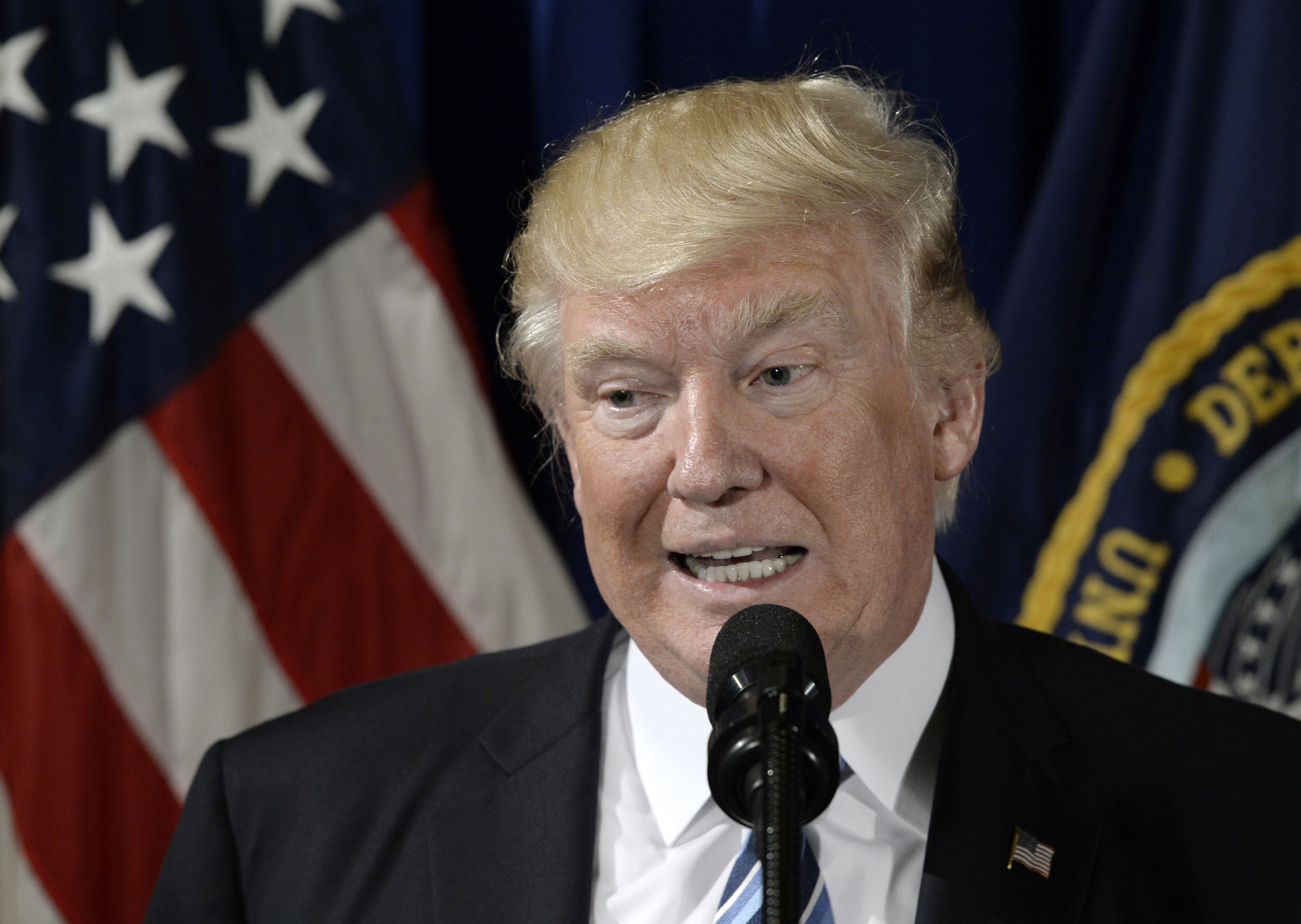 President Trump speaks at the Department of Veterans Affairs