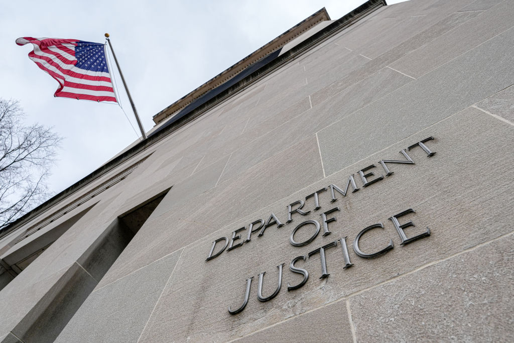The Department of Justice (DOJ) headquarters building on January 20, 2024, in Washington, D.C.