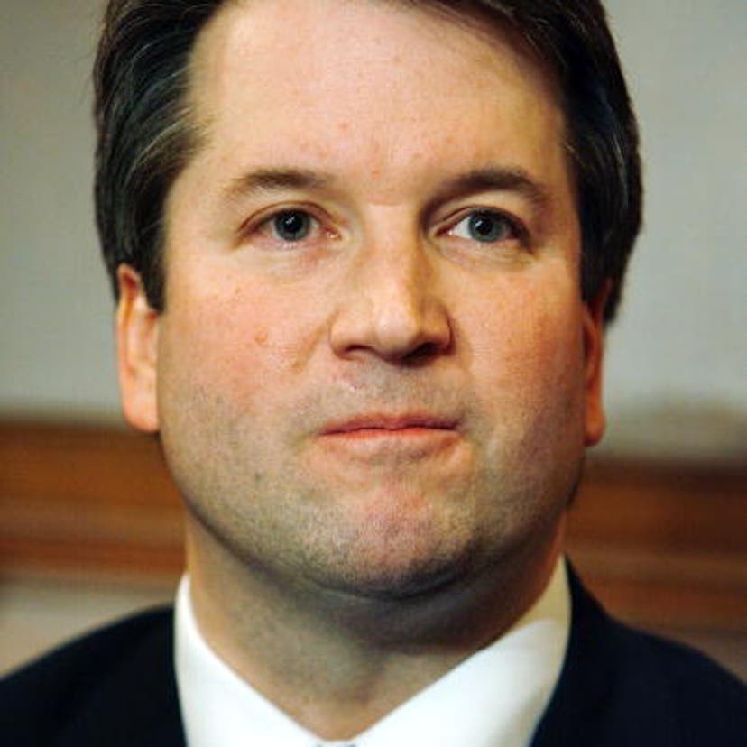 A headshot of Kavanaugh making a stern facial expression.
