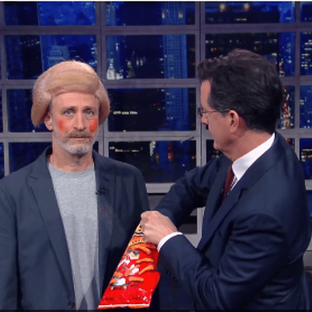 Jon Stewart on Stephen Colbert's 'The Late Show,' Dec. 10, 2015.