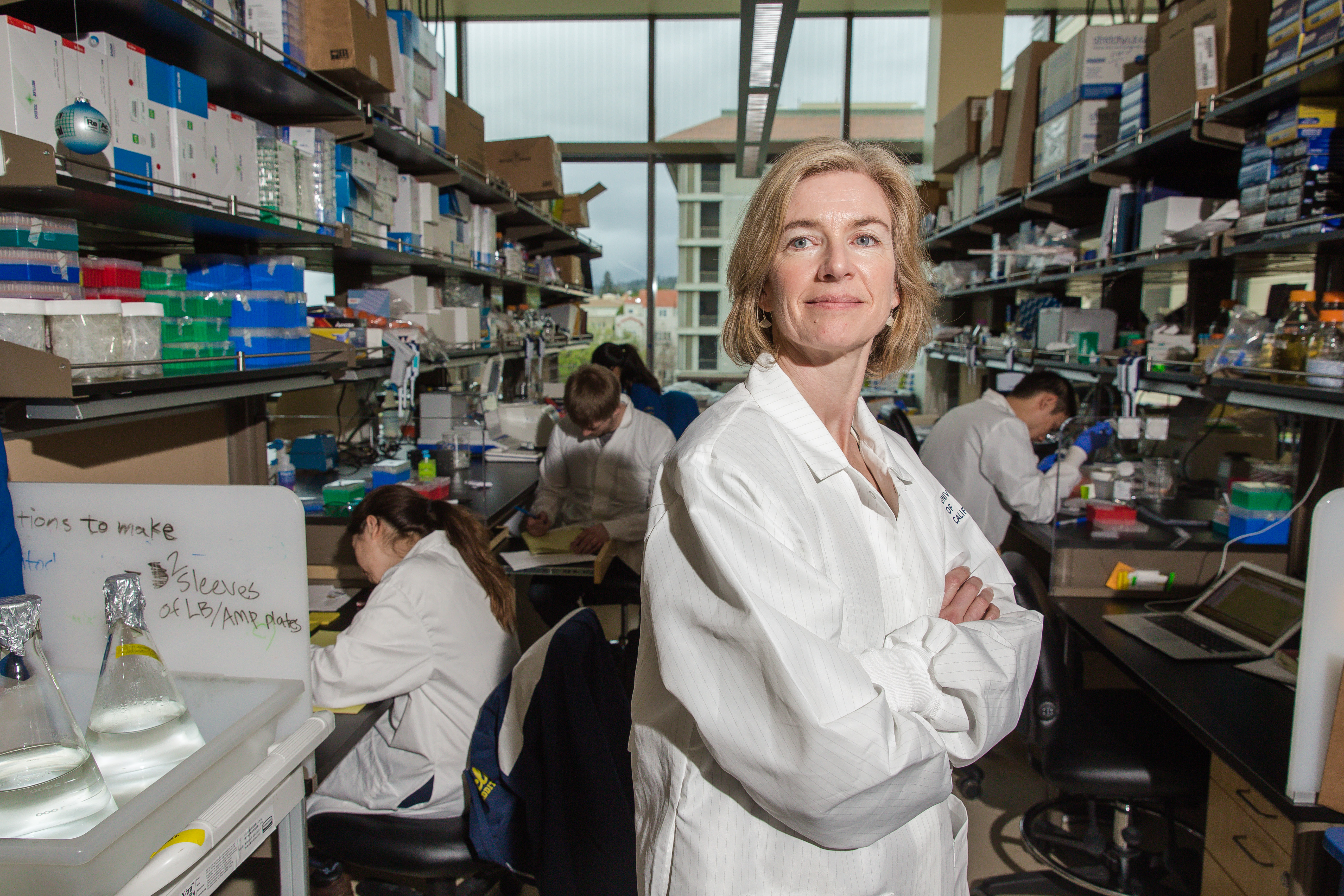 Jennifer Doudna, inventor of the revolutionary gene-editing tool CRISPR in the Li Ka Shing Center at the University of California, Berkeley, on Feb. 19, 2016.