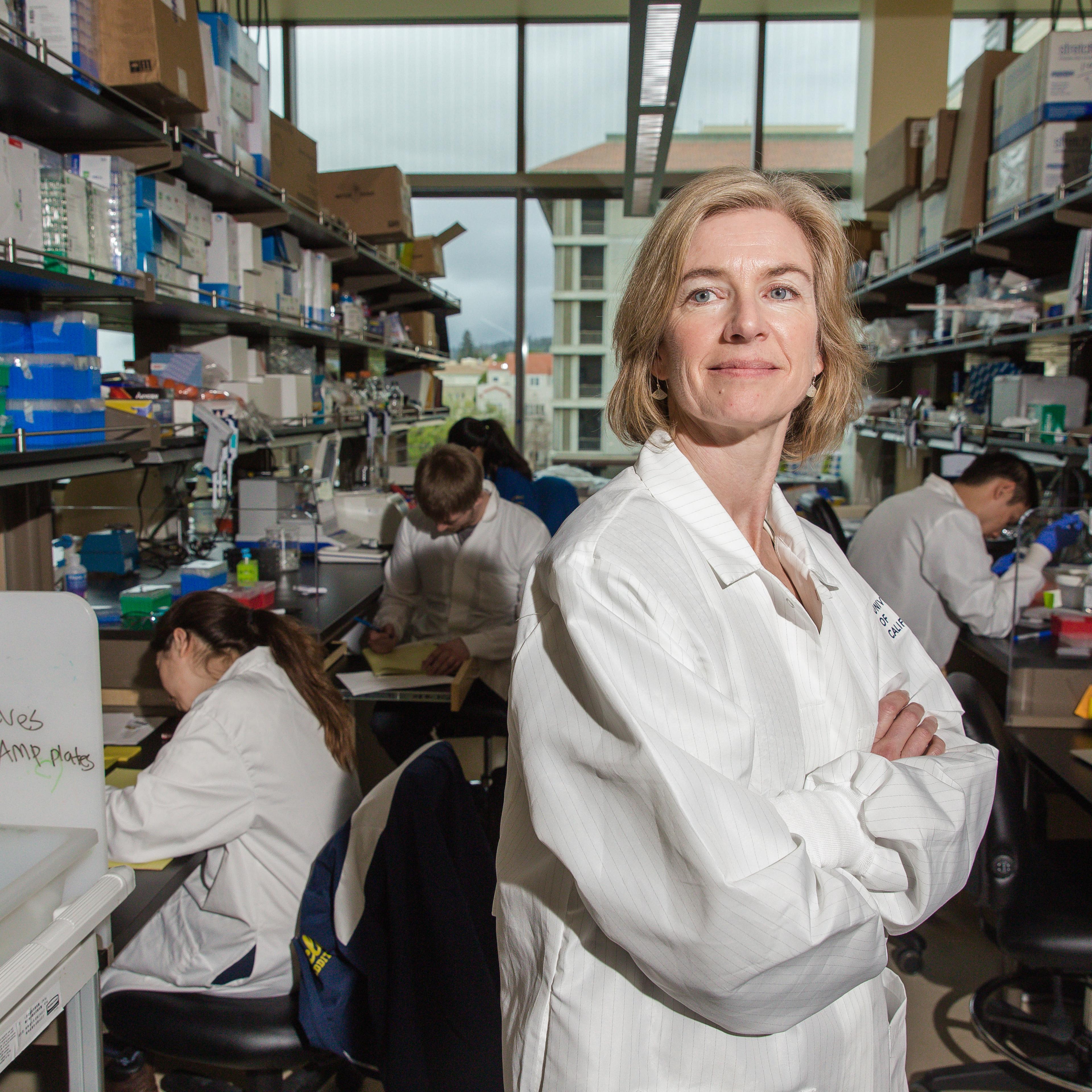 Jennifer Doudna, inventor of the revolutionary gene-editing tool CRISPR in the Li Ka Shing Center at the University of California, Berkeley, on Feb. 19, 2016.
