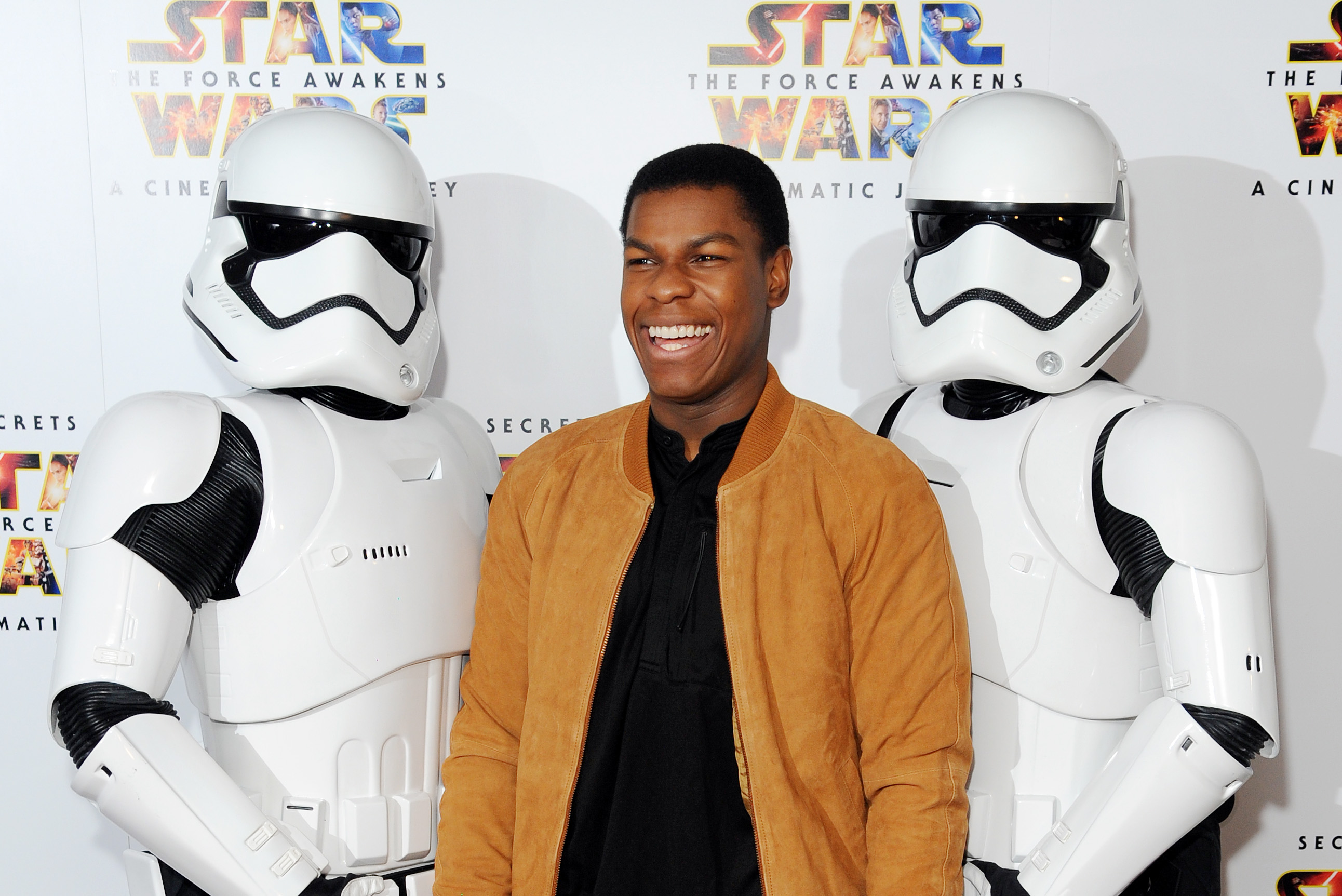 John Boyega attends the Gala Screening of "Secrets Of The Force Awakens: A Cinematic Journey" in London, on March 29, 2016.