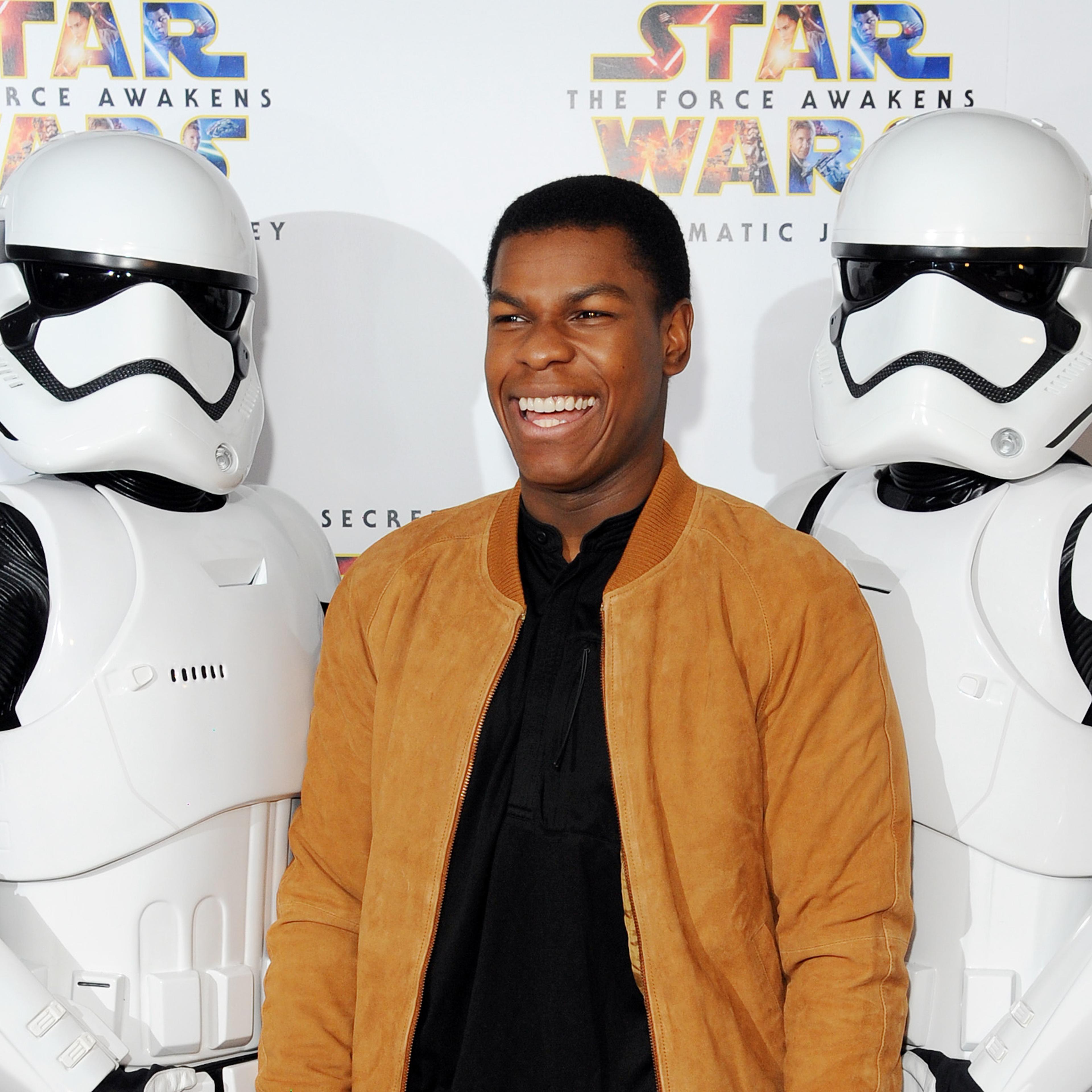 John Boyega attends the Gala Screening of "Secrets Of The Force Awakens: A Cinematic Journey" in London, on March 29, 2016.