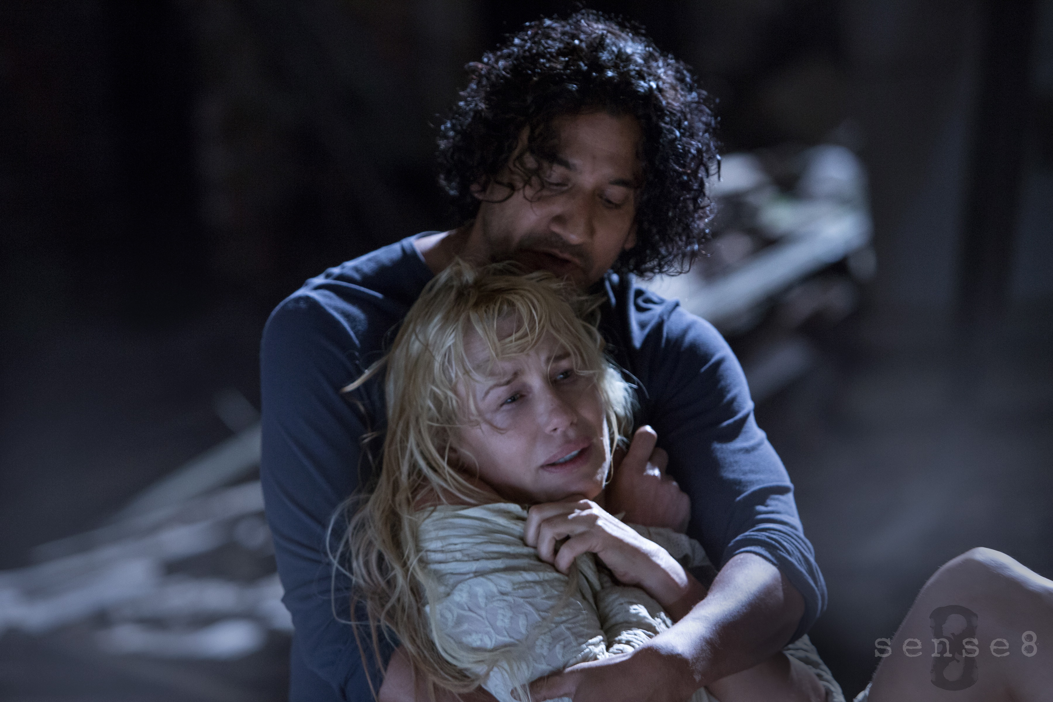 Naveen Andrews and Daryl Hannah in Sense8.