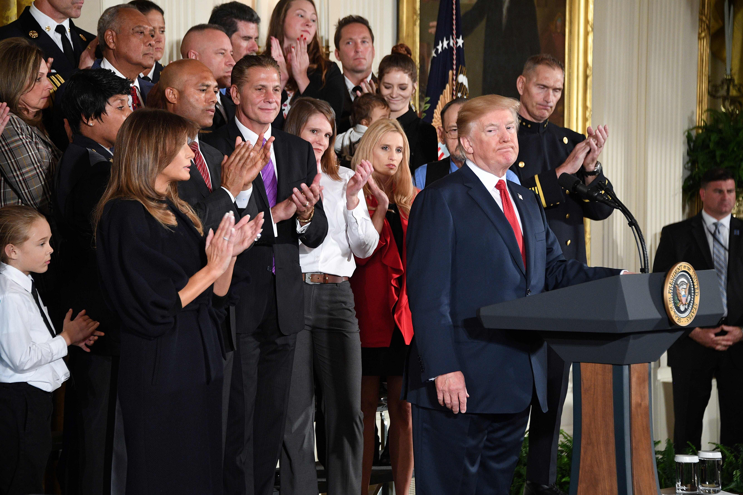 President Donald Trump speaks about administration plans to combat the nation's opioid crisis on Oct. 26, 2017 in the East Room of the White House.