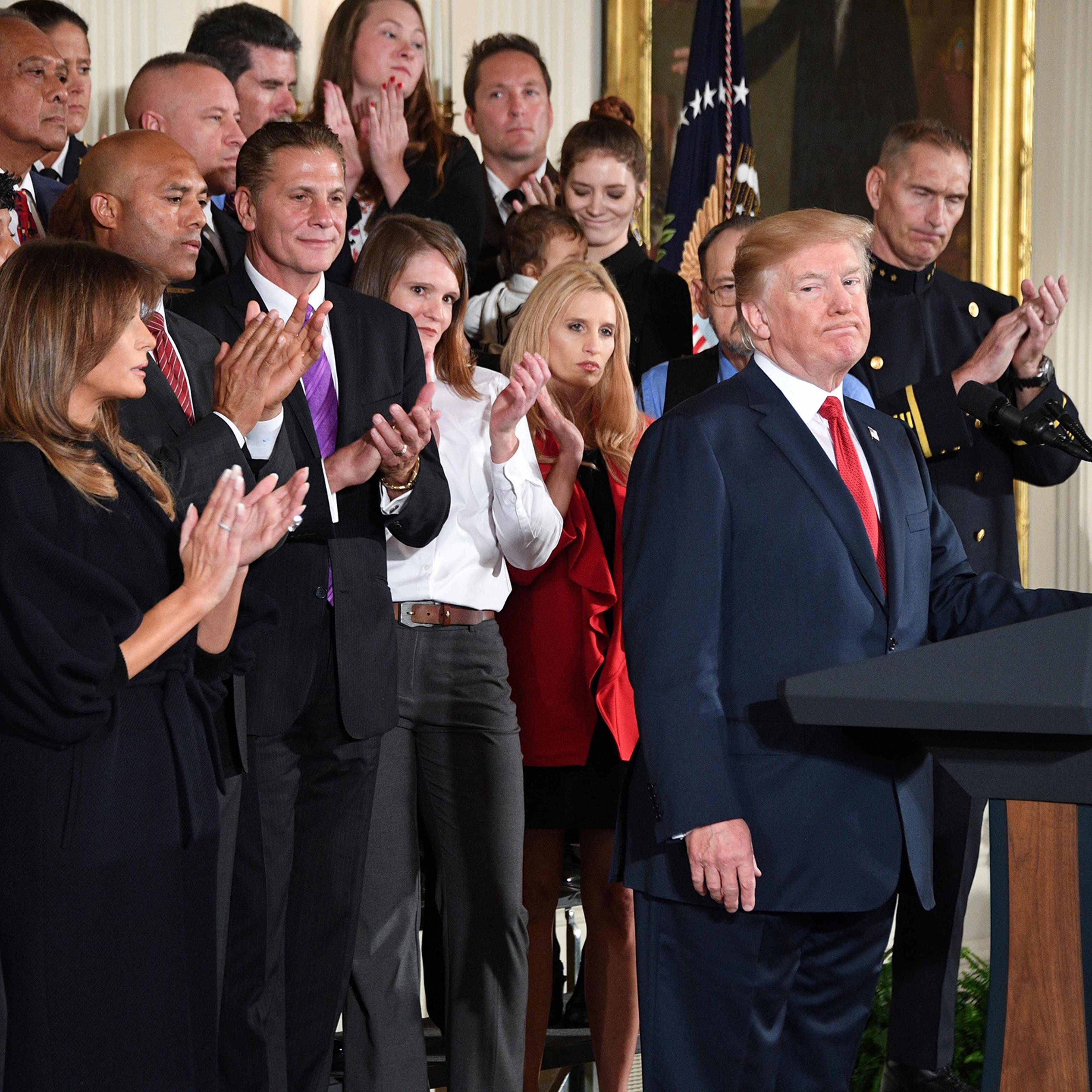 President Donald Trump speaks about administration plans to combat the nation's opioid crisis on Oct. 26, 2017 in the East Room of the White House.