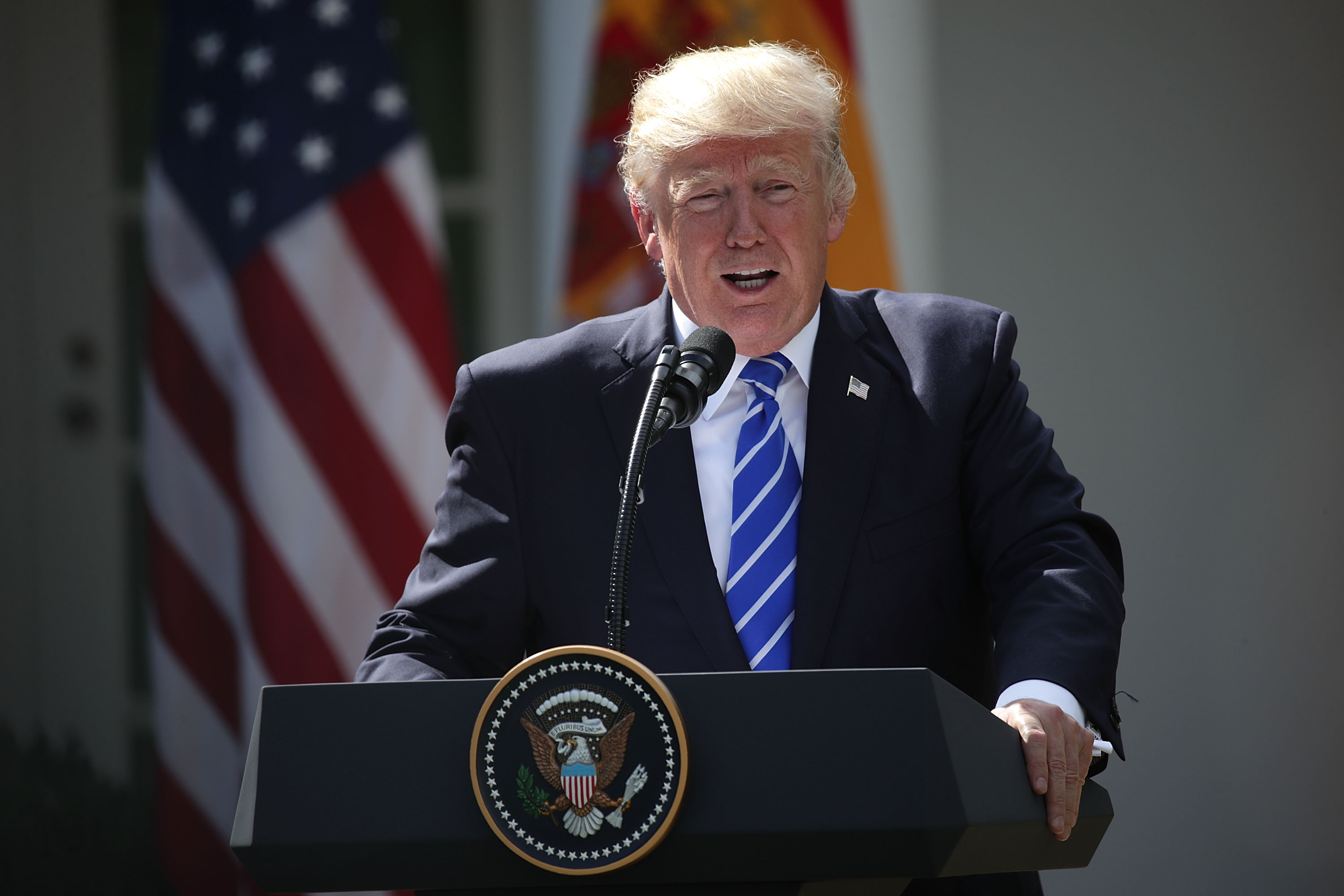 President Trump Holds Joint Press Conference With Prime Minister Of Spain