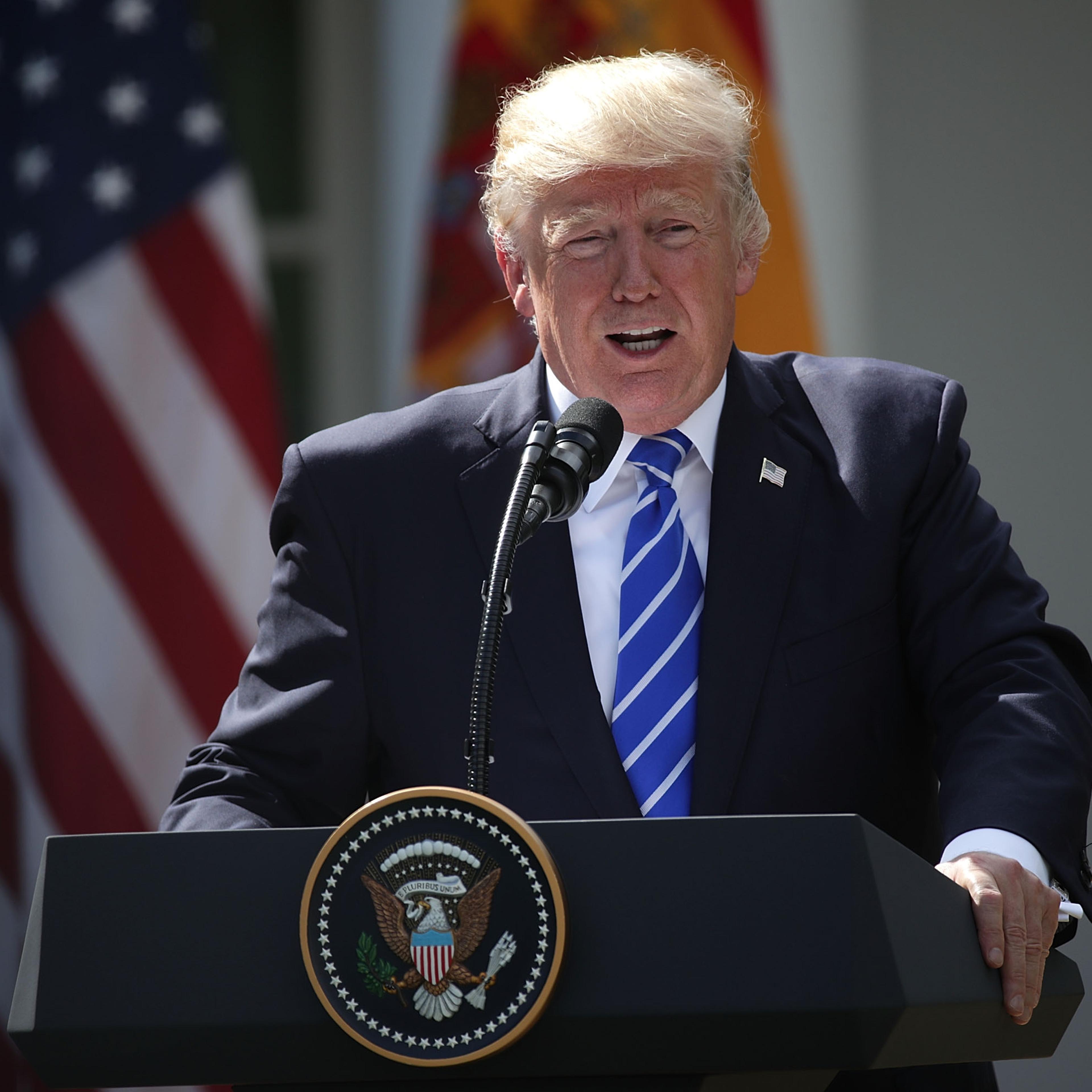 President Trump Holds Joint Press Conference With Prime Minister Of Spain
