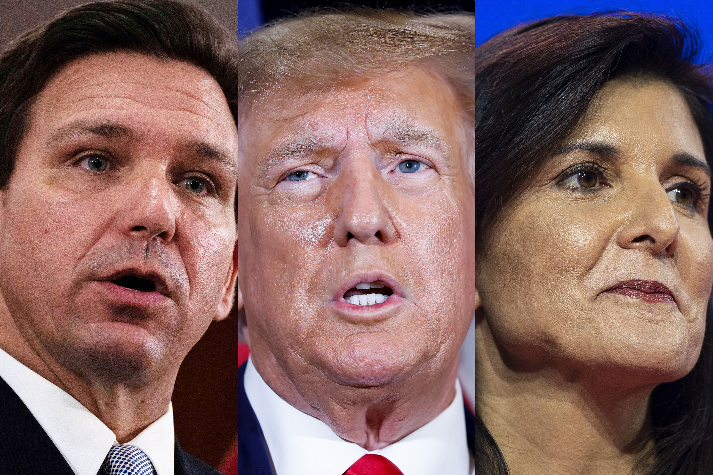 Florida Governor Ron DeSantis; Former President Donald Trump; Former ambassador to the United Nations Nikki Haley