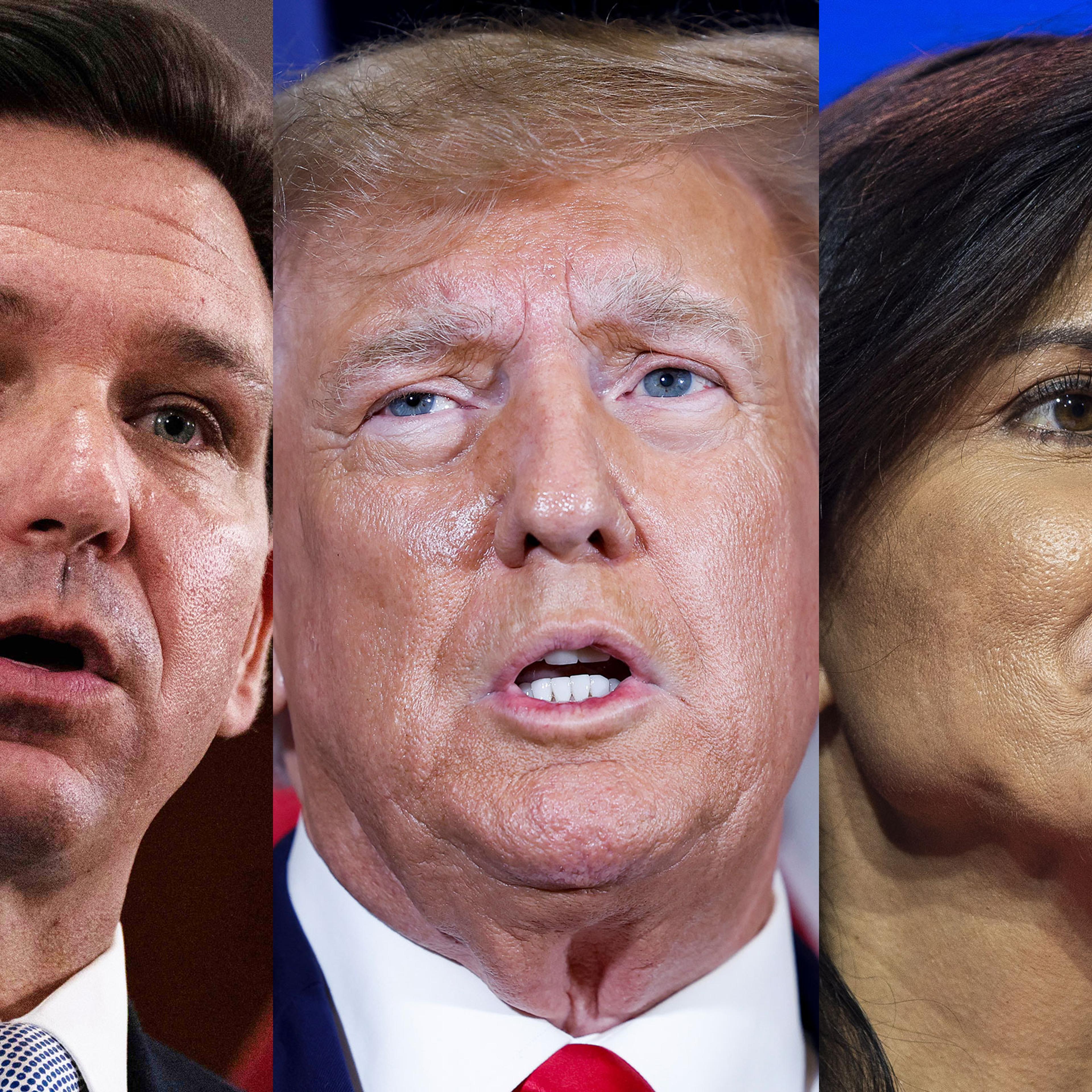 Florida Governor Ron DeSantis; Former President Donald Trump; Former ambassador to the United Nations Nikki Haley