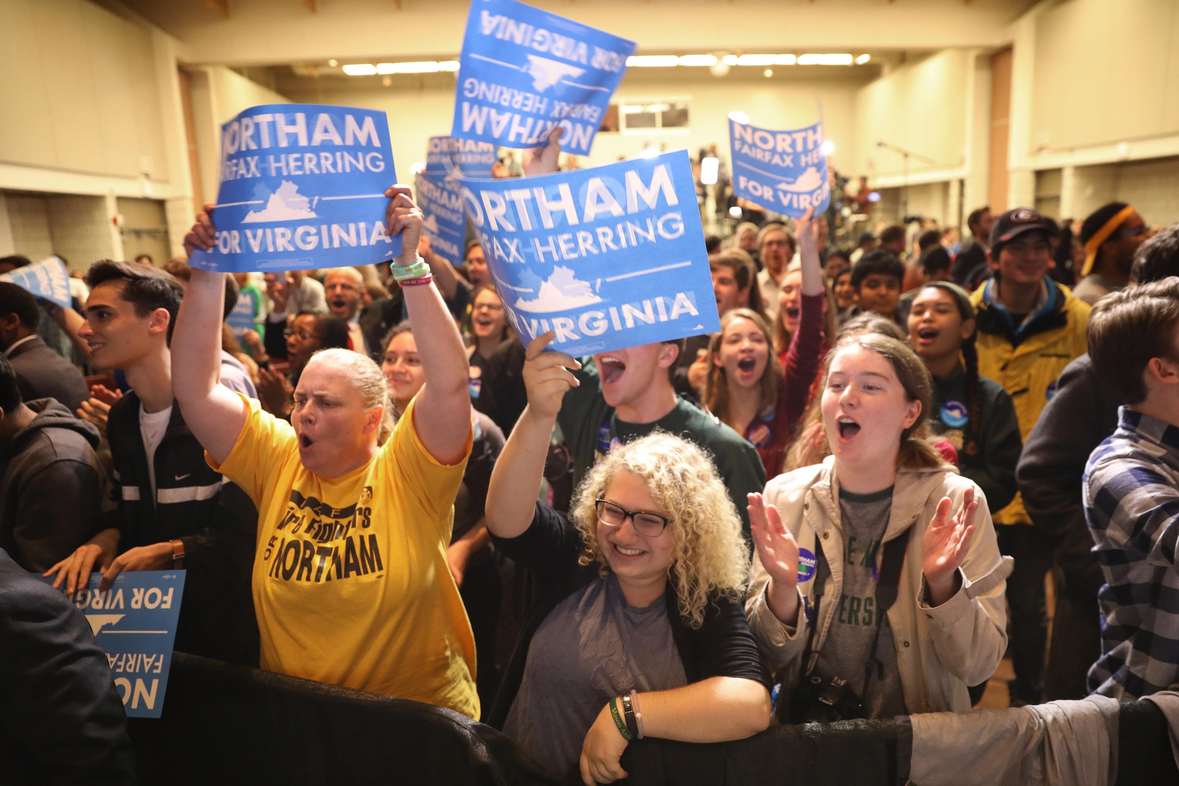 Virginia Gubernatorial Candidate Ralph Northam Holds Election Night Gathering In Fairfax, Virginia