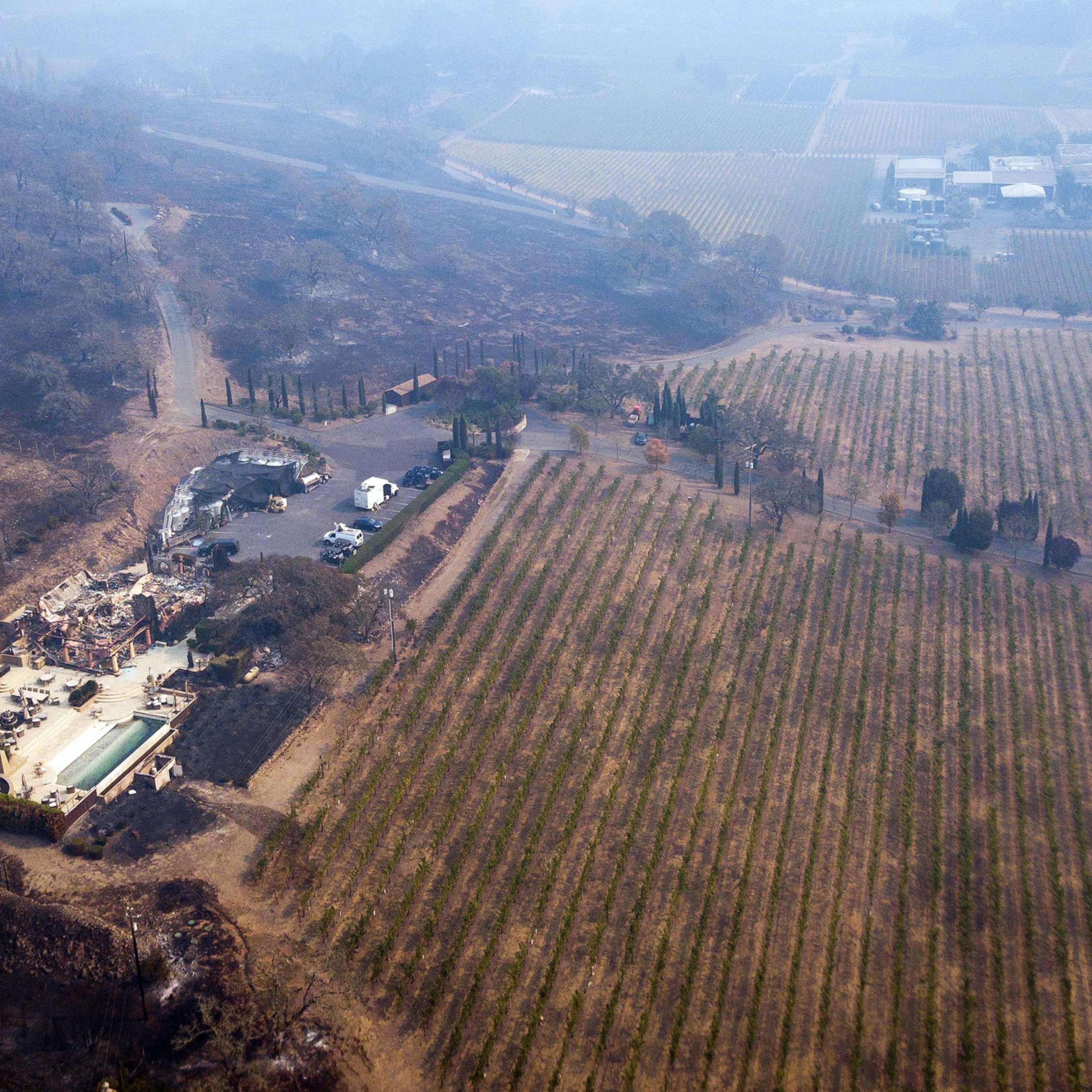The remains of the Signorello Estate Winery are seen from the air Oct. 11, 2017, in Napa, California.