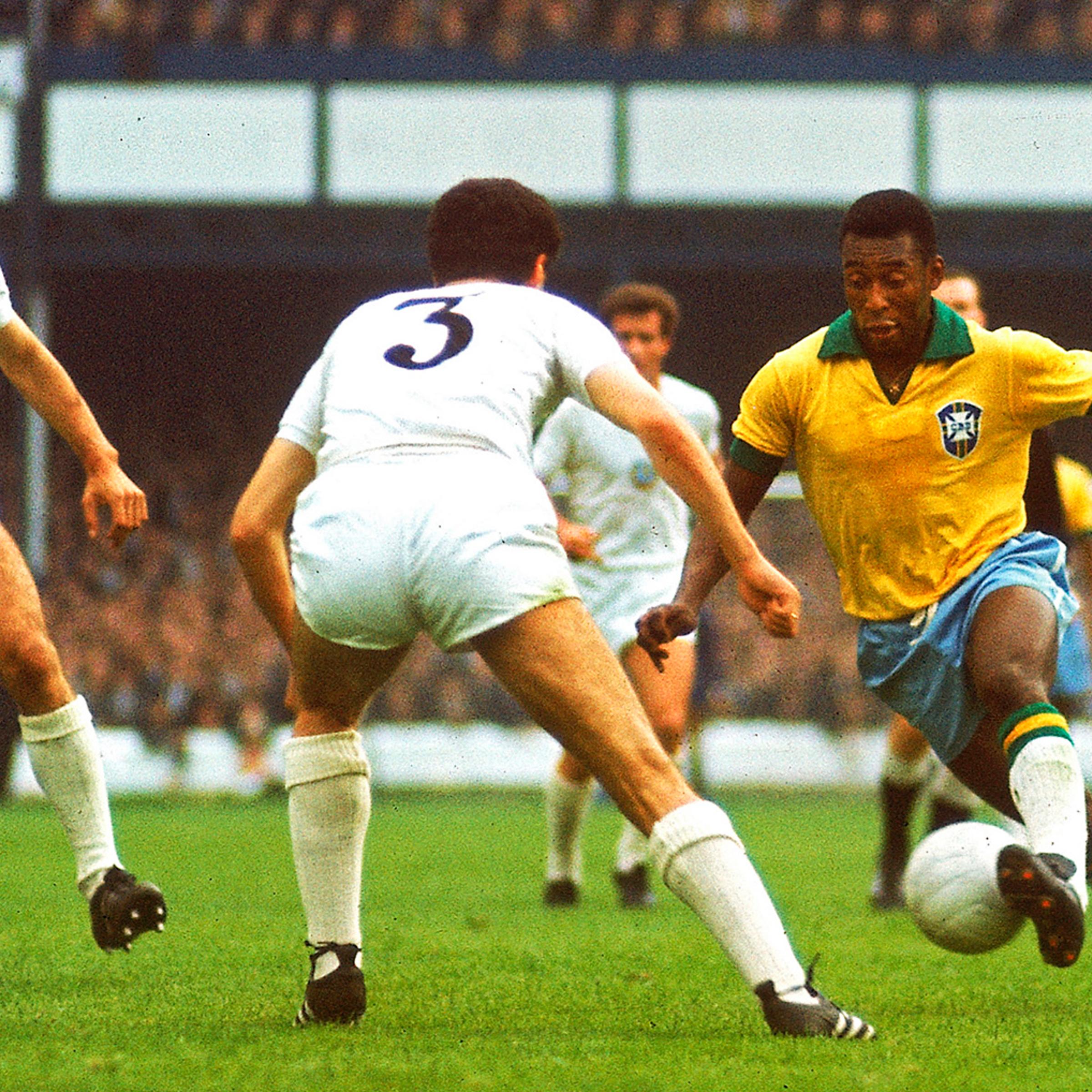 Pelé in action against Bulgaria during 1966 World Cup in England.