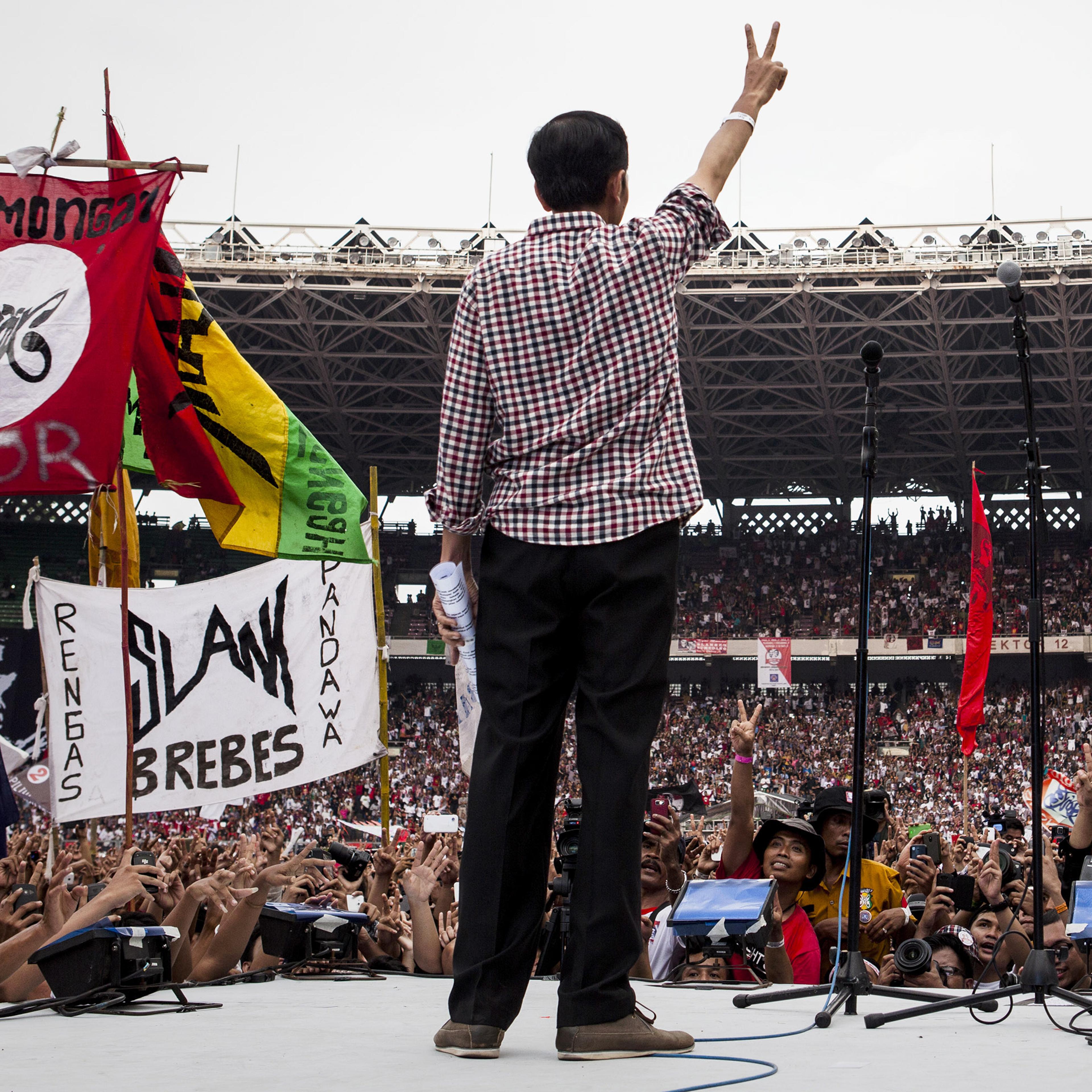 Joko Widodo's Supporters Gather For Final Day Of Election Campaigning