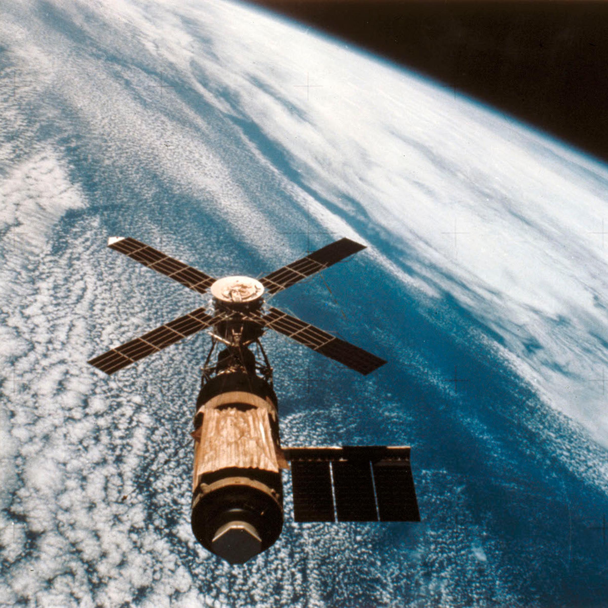 The Skylab space station in orbit, 1974.