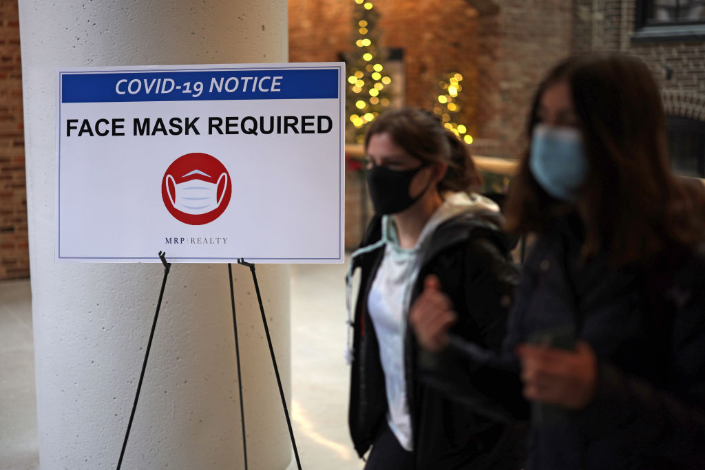 People wearing masks indoors