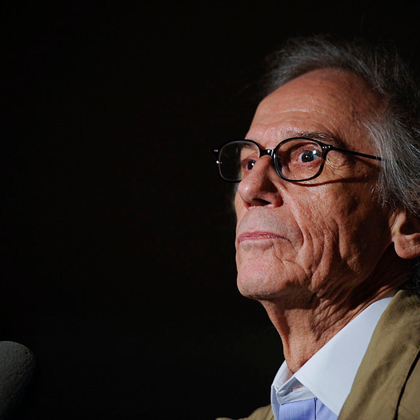 Artist Christo speaks at a press conference unveiling two original preparatory collages for 'Over The River' on Nov. 8, 2011 in Washington, DC.
