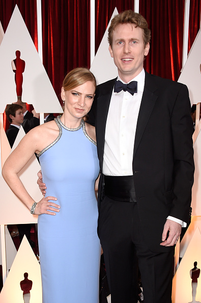 Producers Helen Estabrook (L) and Couper Samuelson (R) attend the 87th Annual Academy Awards in Hollywood, Calif. on Feb. 22, 2015.