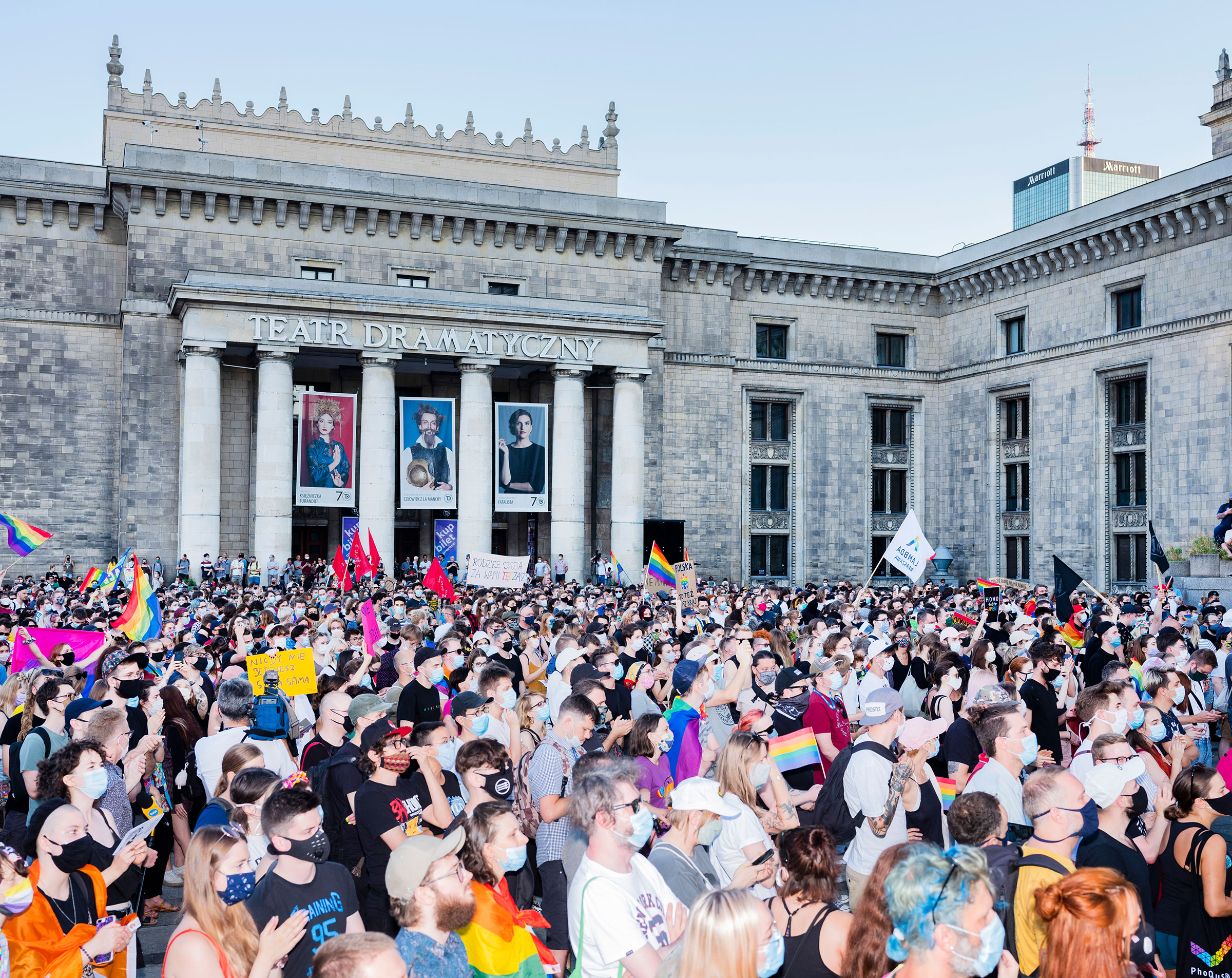 People take part in a protest against the detention of an LGBT activist, Margot, in Warsaw, Poland