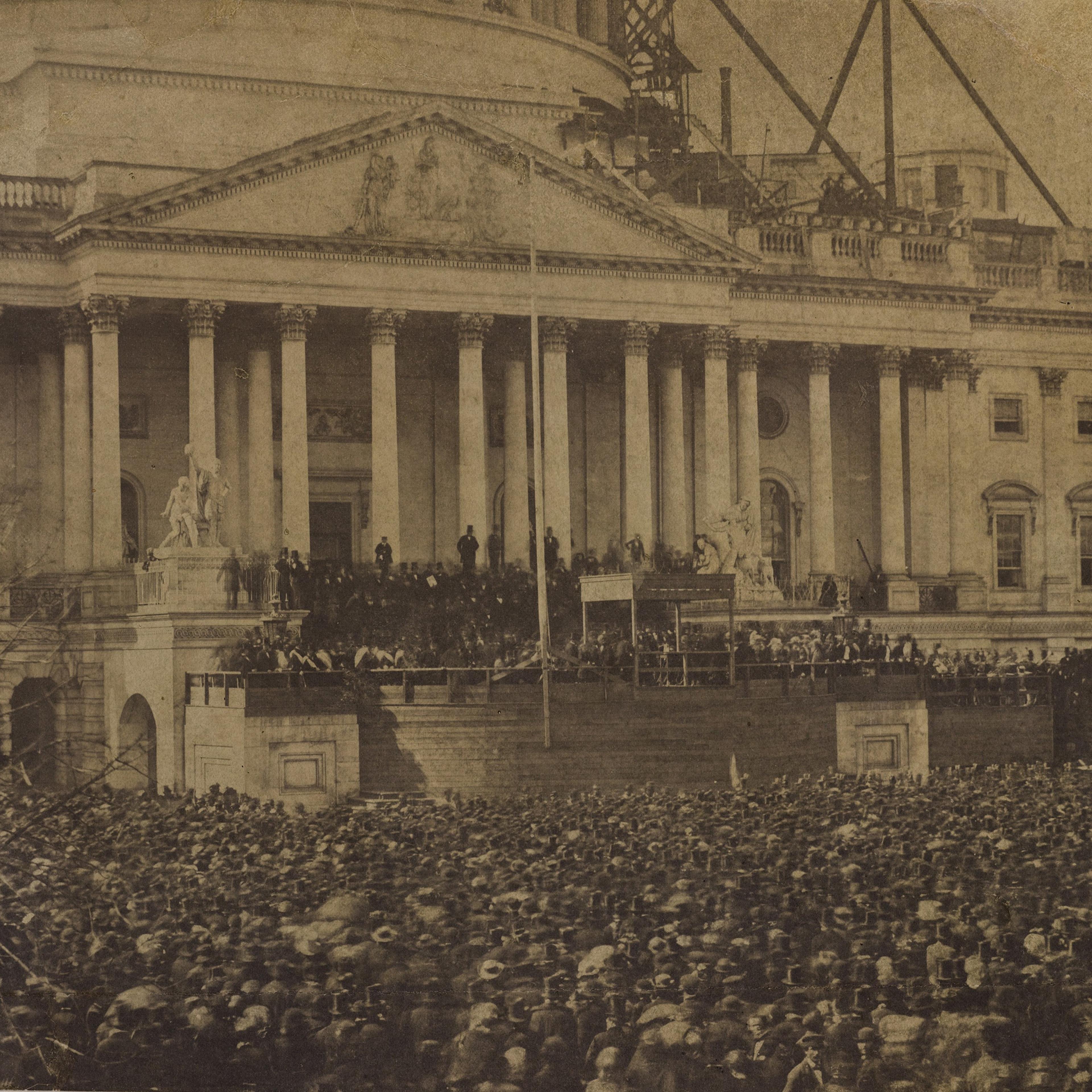 Rare photo of The first inaugural of Abraham Lincoln, March 4, 1861.