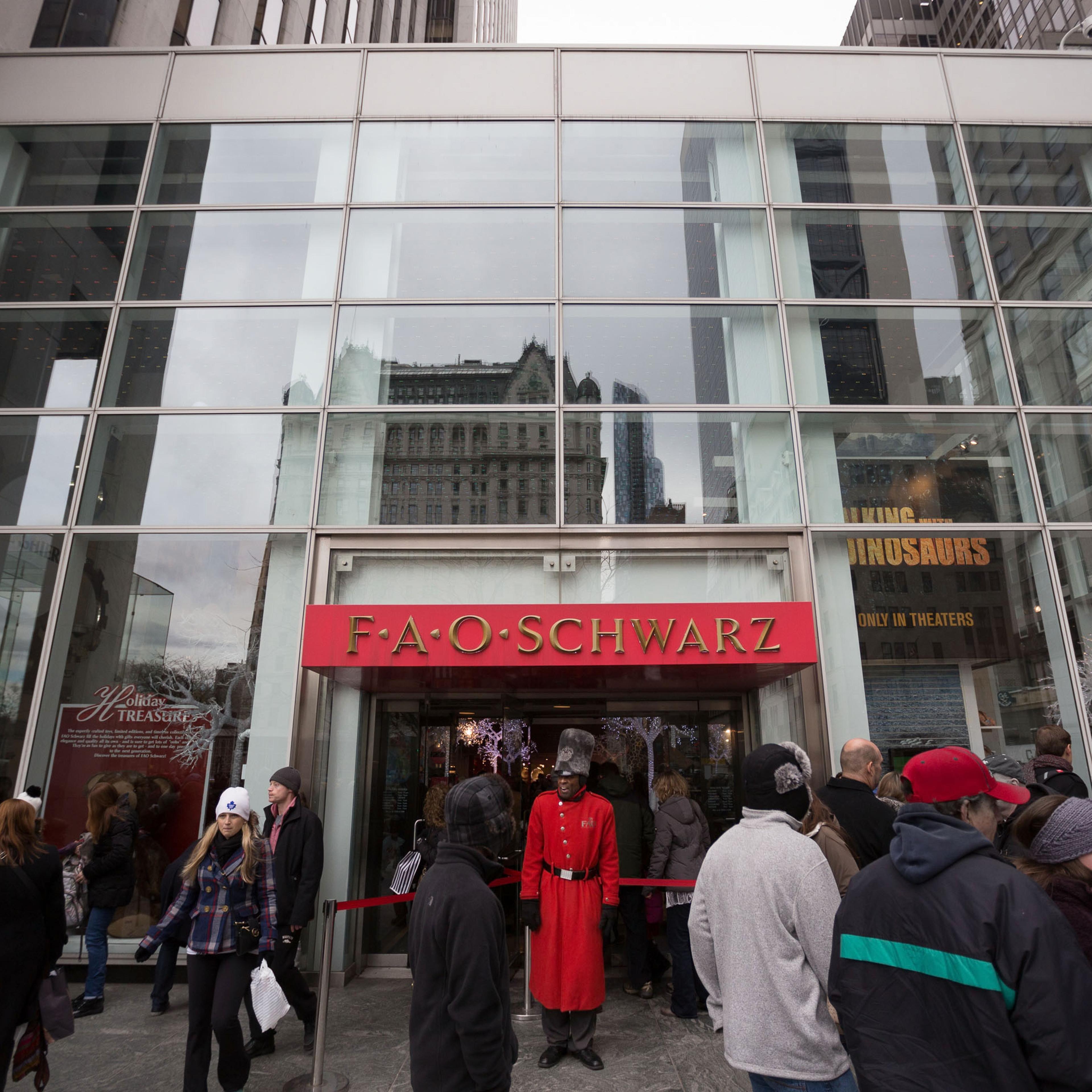 A general view of the exterior facade of FAO Schwarz flagship Toy store in the General Motors Building at Fifth Avenue and 58th Street on December 30, 2013 in New York City.