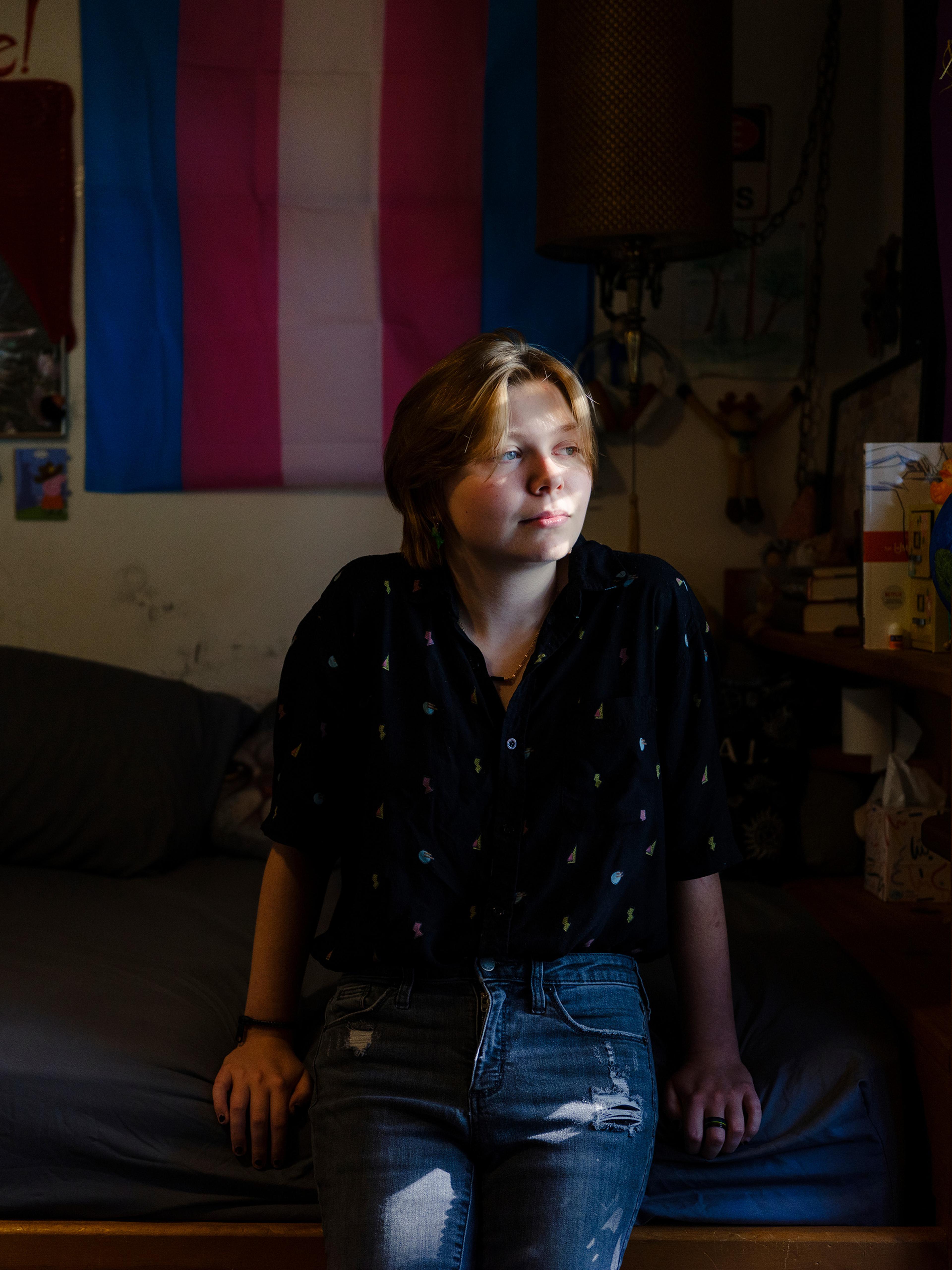 Austen, 17, in his bedroom in South Dakota.