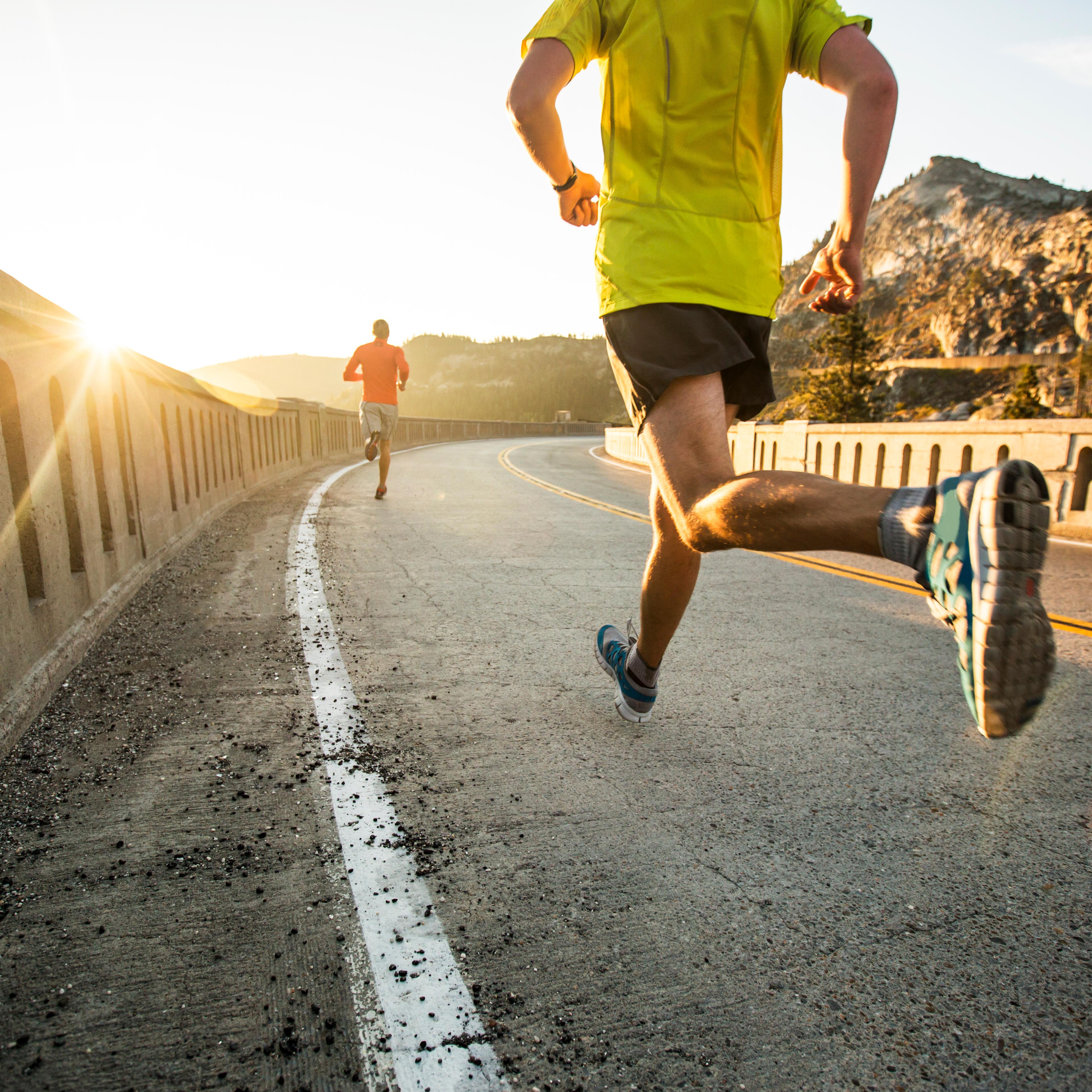 Two men on an early morning run.