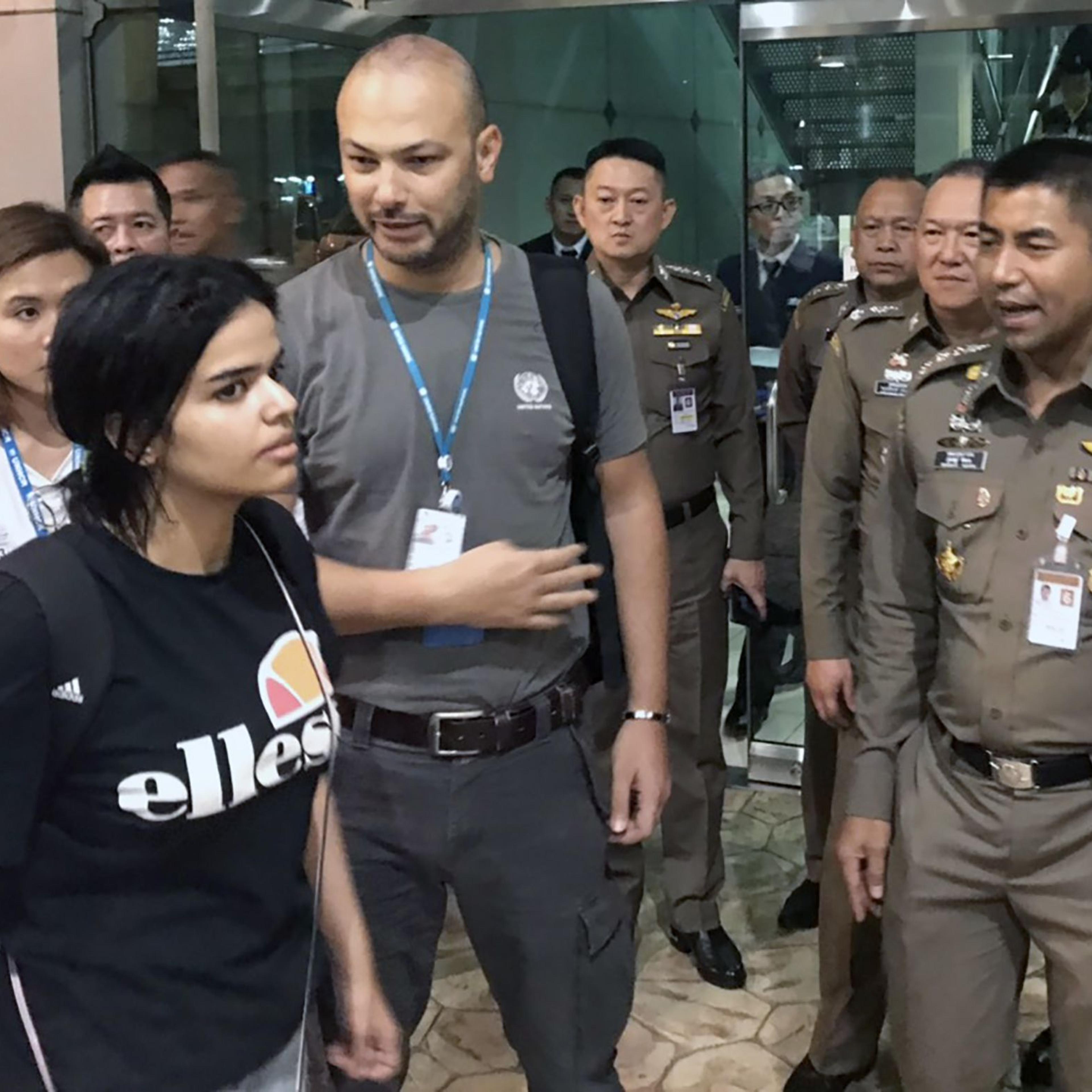 Saudi Arabian young woman seeking for asylum was stopped at Bangkok airport, Samut Prakan, Thailand - 07 Jan 2019