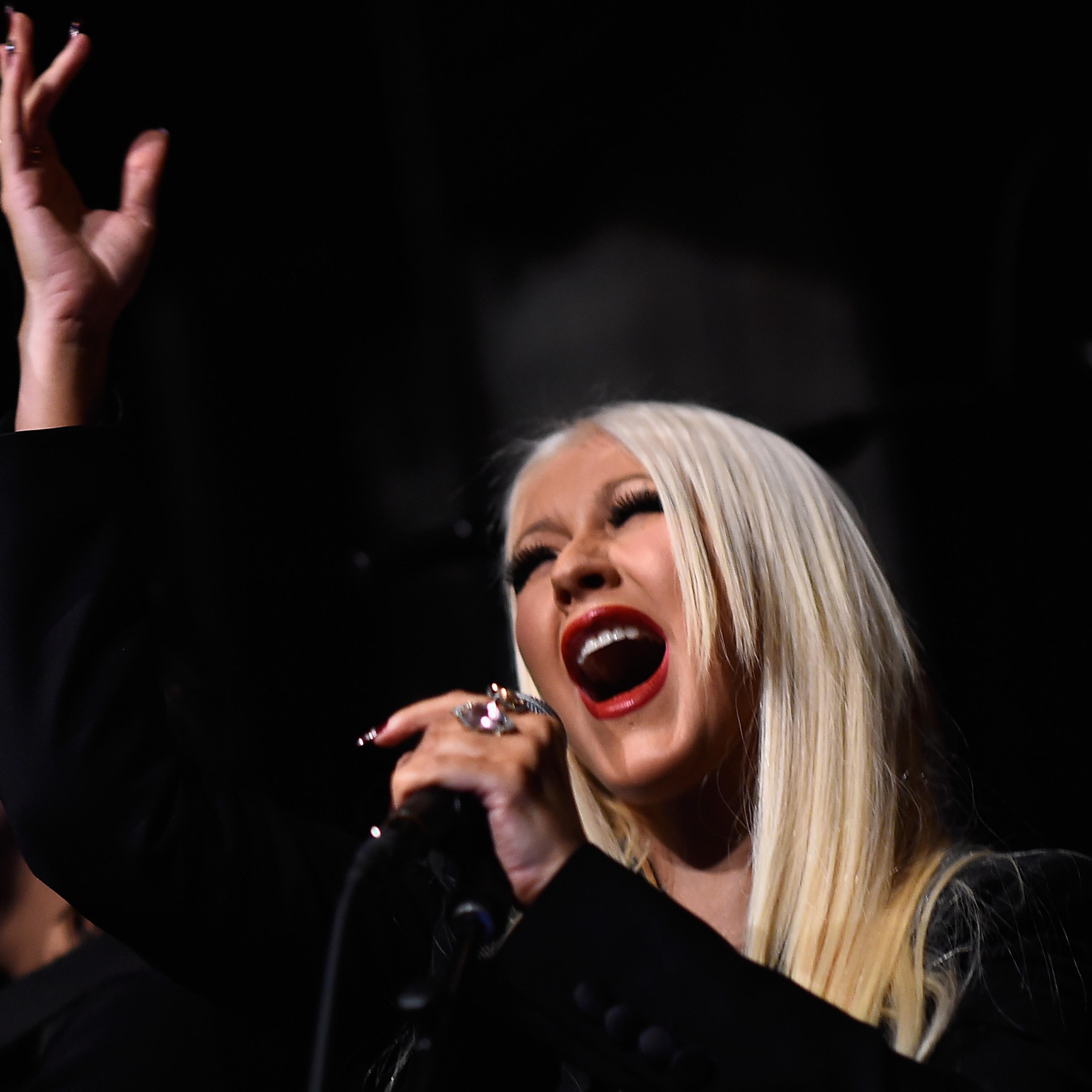 Singer Christina Aguilera performs at the Linda Perry Celebration For The Song "Hands Of Love" From The Film "Freeheld" on Jan. 5, 2016 in Los Angeles, California.