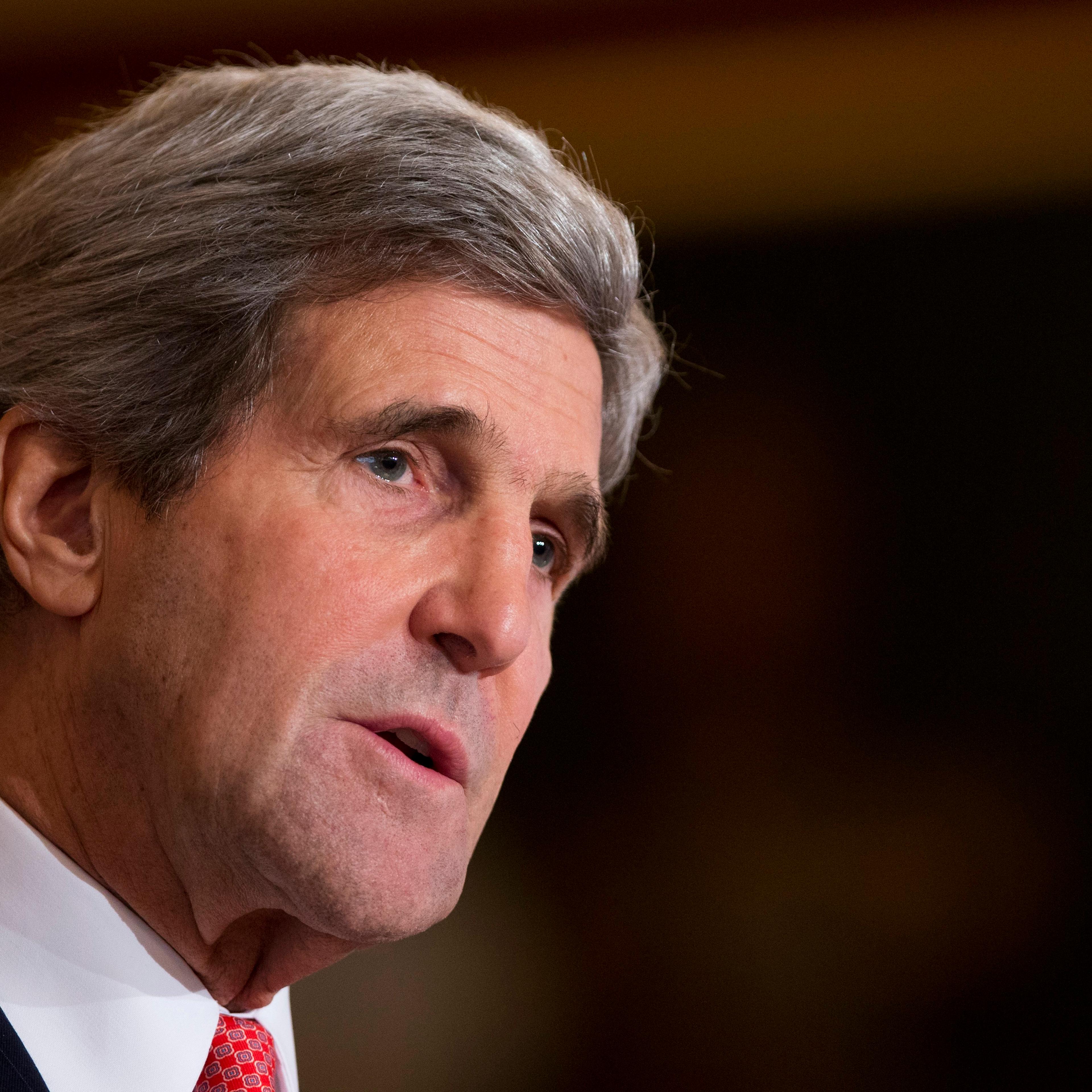 Secretary of State John Kerry speaks at the State Department in Washington, Jan. 17, 2014 .