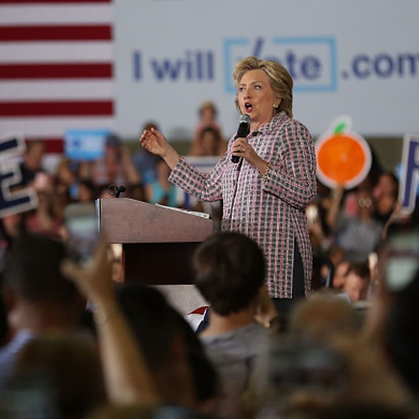Democratic presidential candidate Hillary Clinton speaks during a campaign rally at the Sunrise Theatre on September 30, 2016 in Coral Springs, Florida.