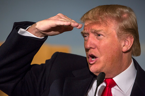 Republican presidential candidate Donald Trump speaks at the John Wayne Birthplace Museum on January 19, 2016 in Winterset, Iowa.