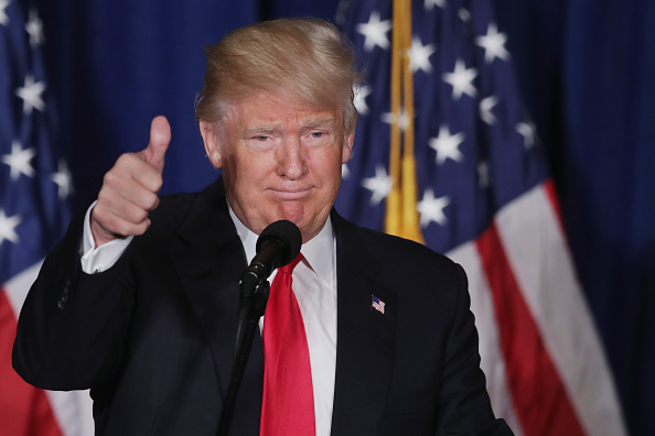 Republican presidential candidate Donald Trump delivers a speech about his vision for foreign policy at the Mayflower Hotel April 27, 2016 in Washington, DC.