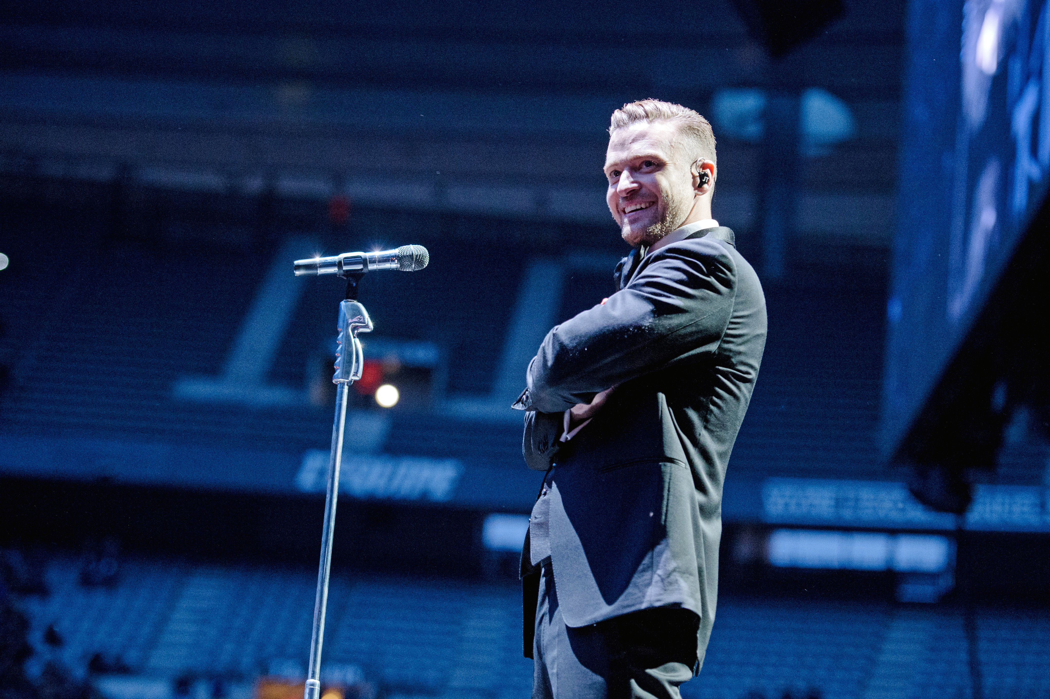 Justin Timberlake performs at Stade de France on April 26, 2014 in Paris.