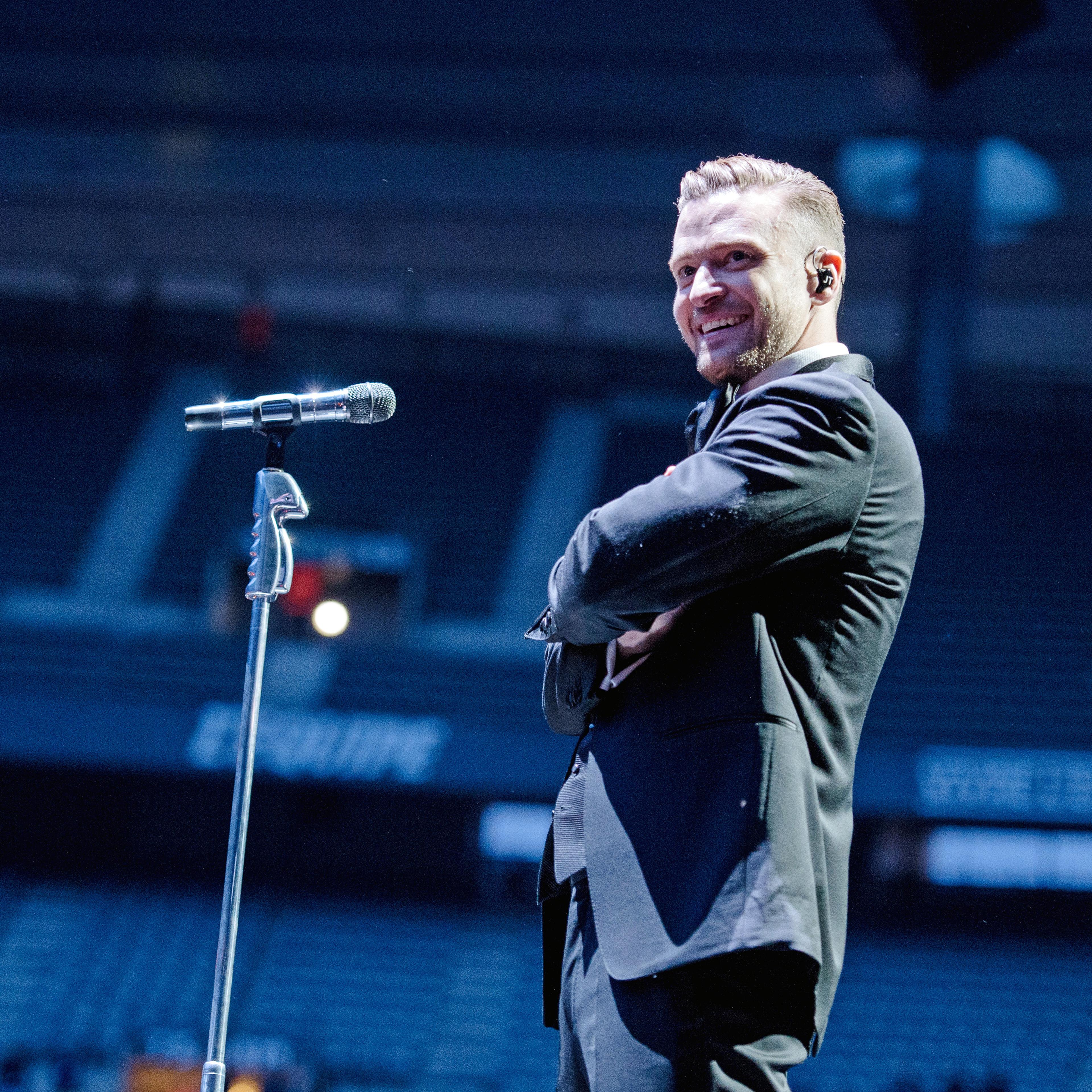 Justin Timberlake performs at Stade de France on April 26, 2014 in Paris.