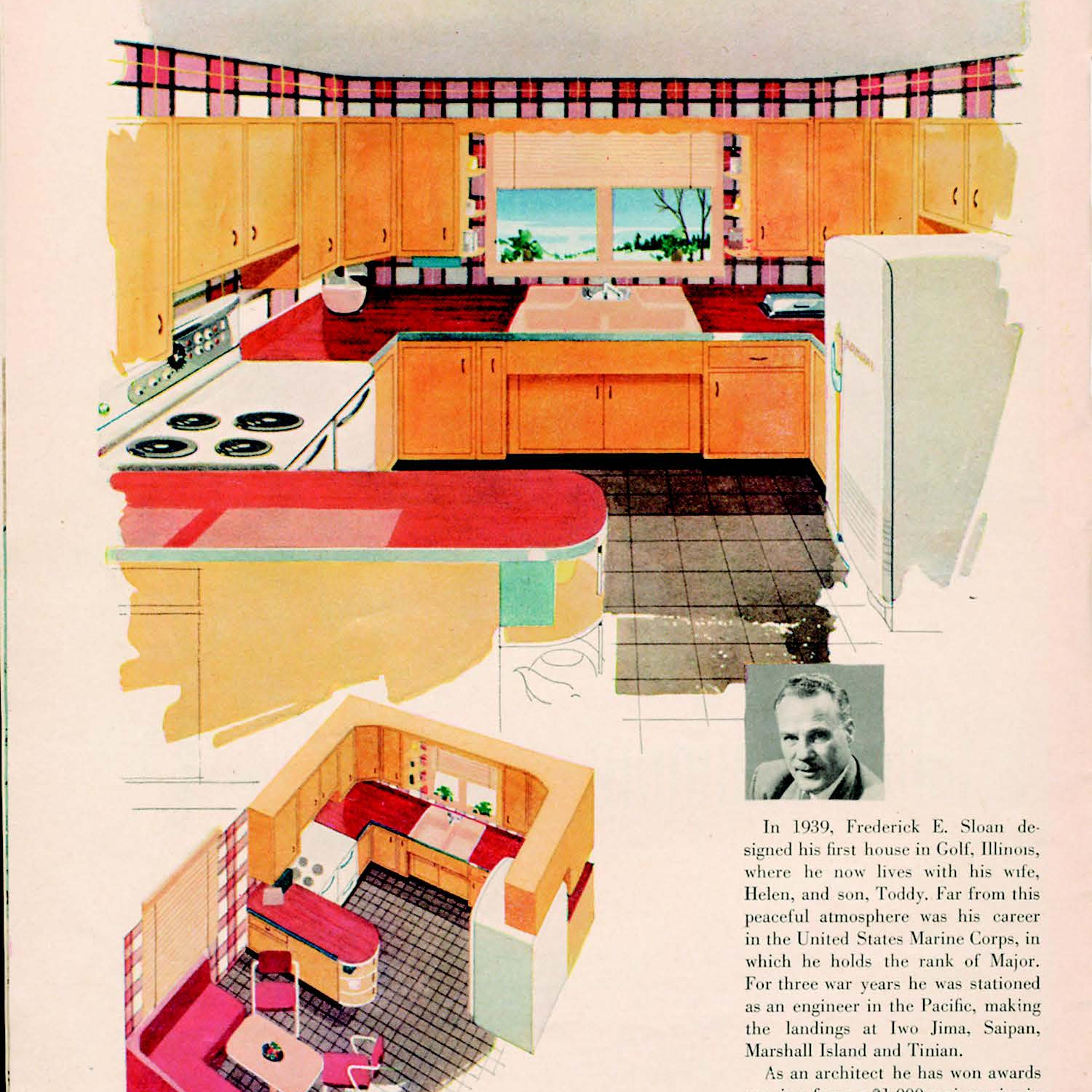 illustration of a 1950s kitchen