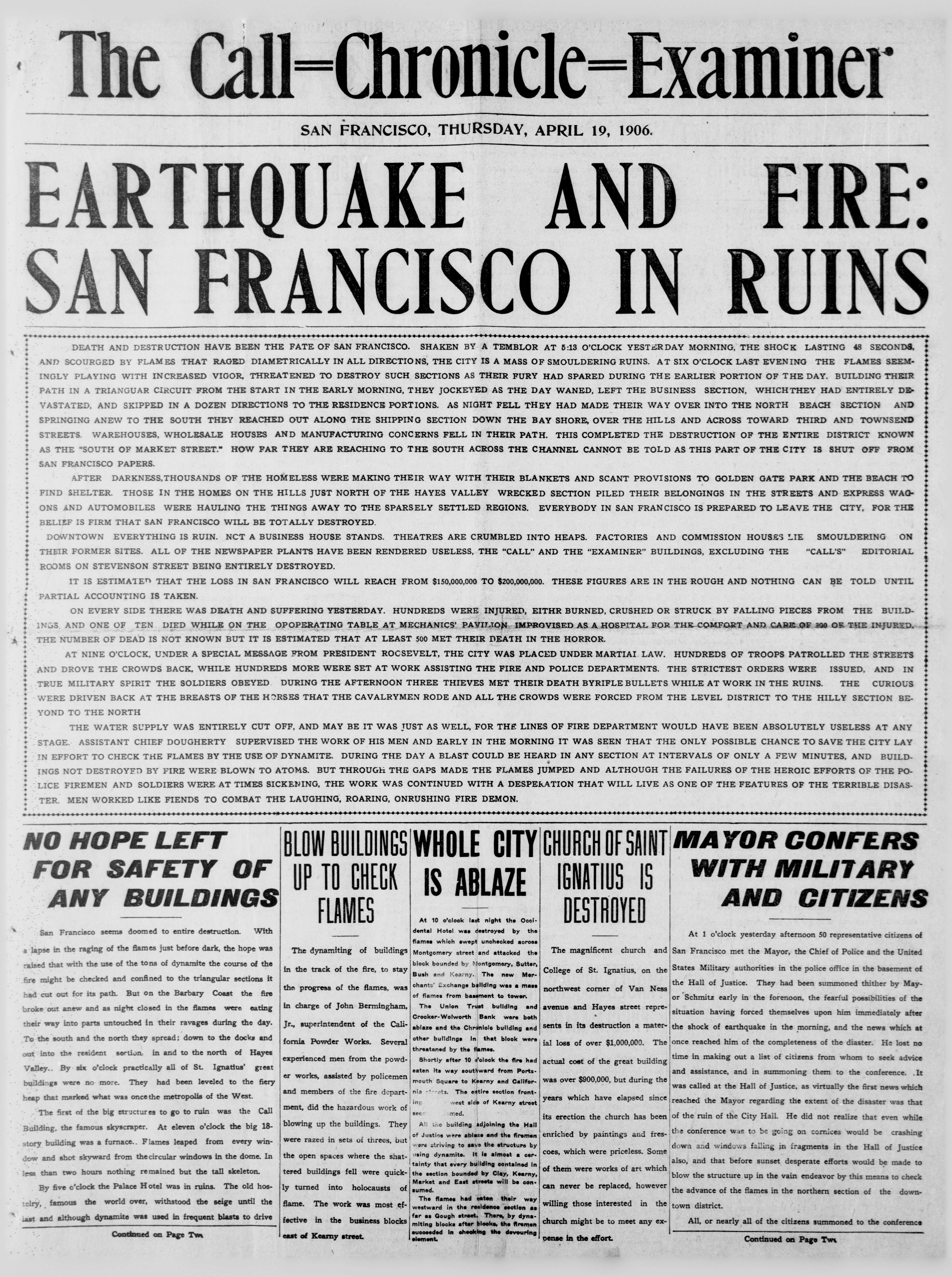 The Call-Chronicle-Examiner (San Francisco) 1906-04-19 [p 1]