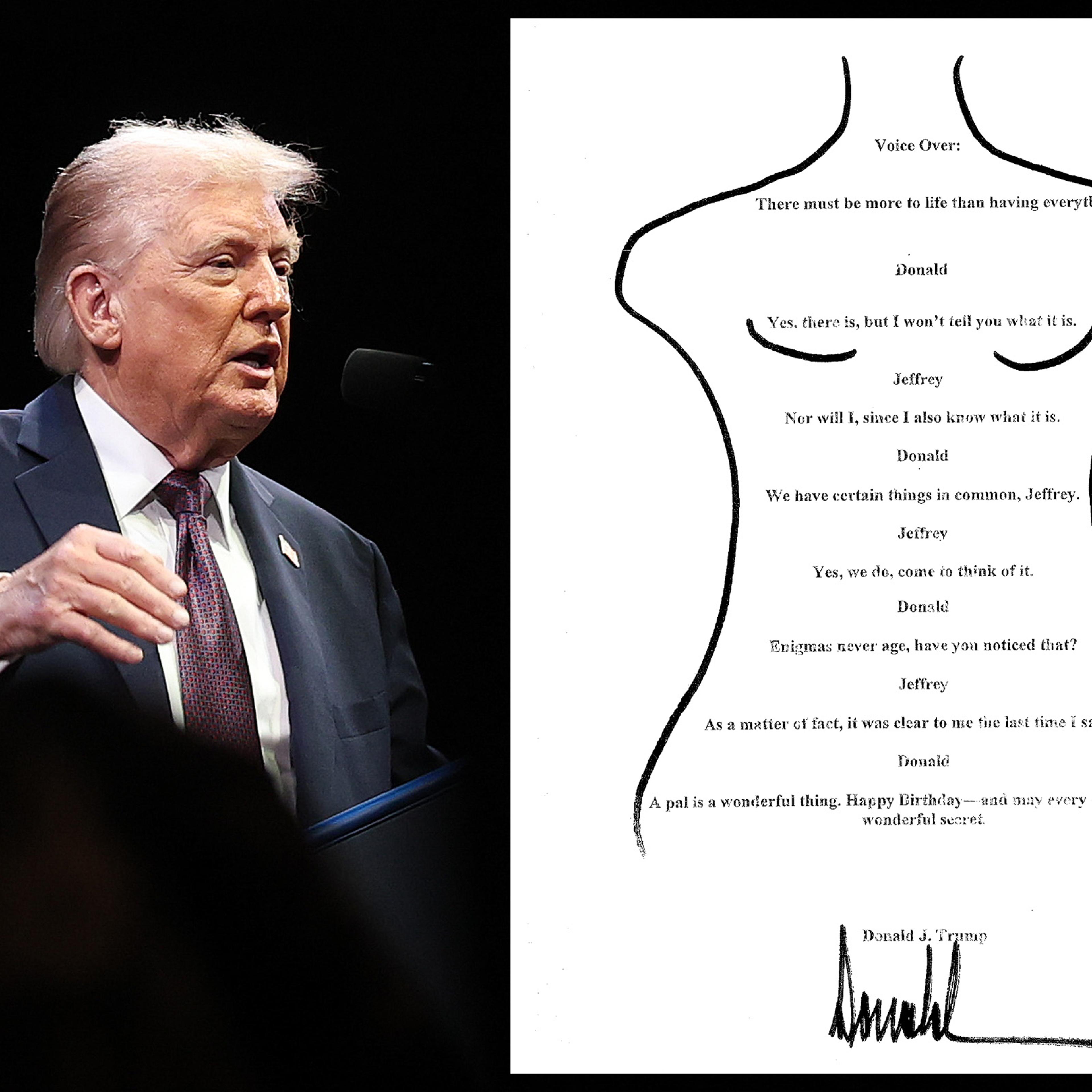 President Donald Trump’s alleged birthday note to Jeffrey Epstein.