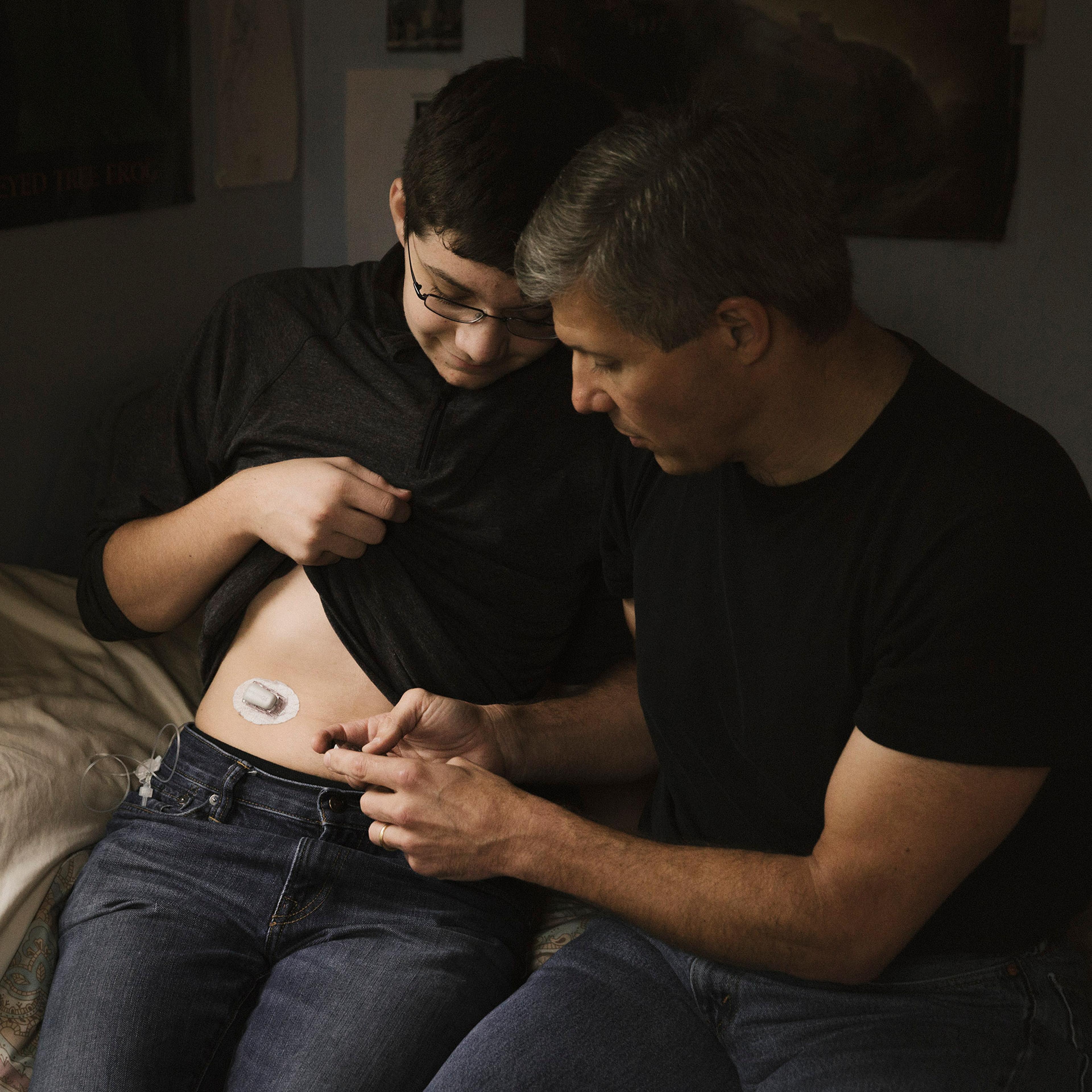 The inventor of the device, Ed Damiano, with his diabetic son David