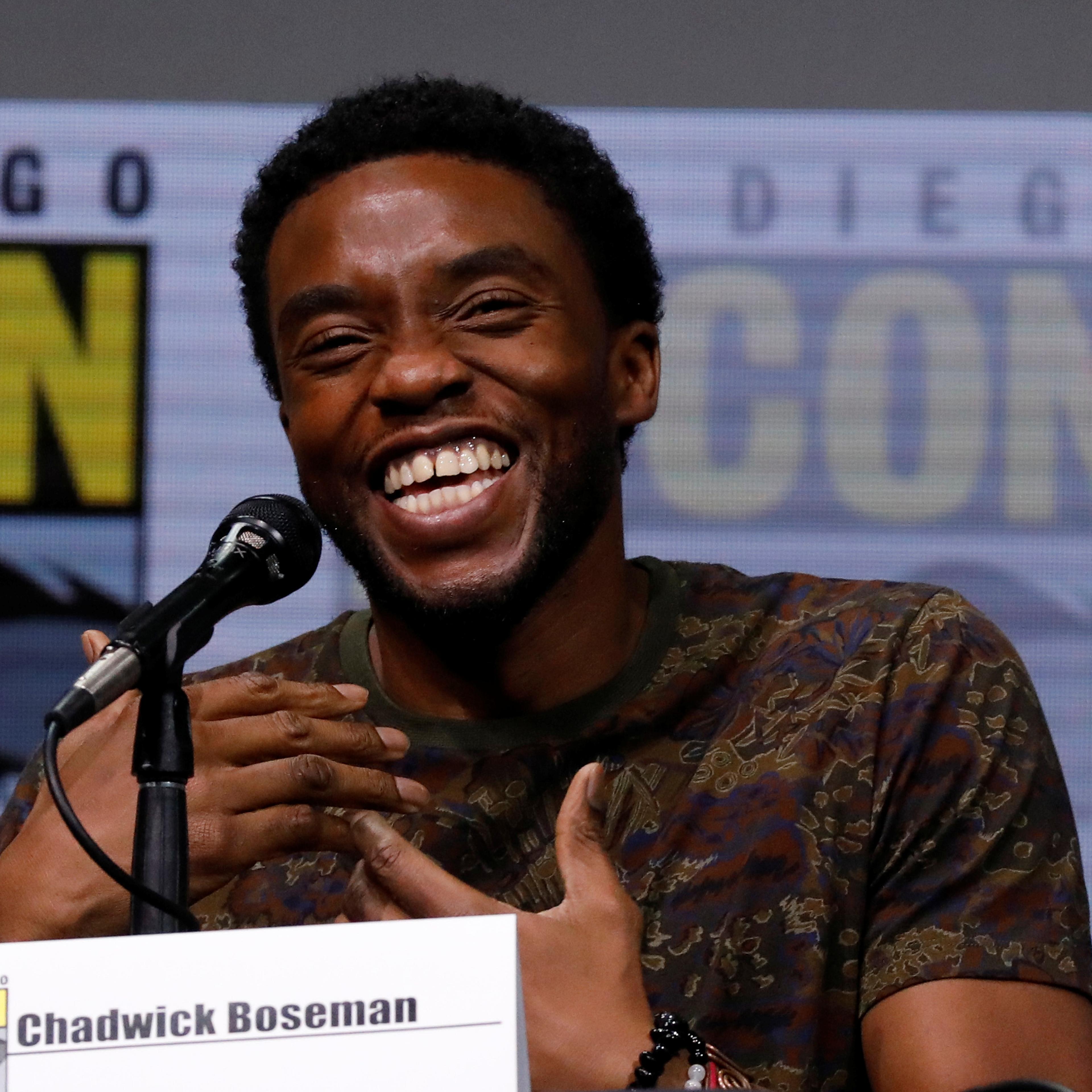 Cast member Boseman at a panel for "Black Panther" during the 2017 Comic-Con International Convention in San Diego