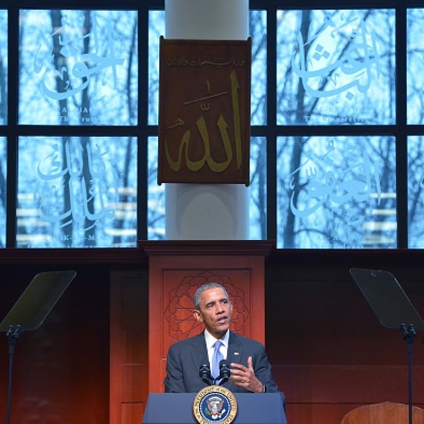 U.S. President Barack Obama speaks at the Islamic Society of Baltimore, in Windsor Mill, Maryland on Feb. 3, 2016.