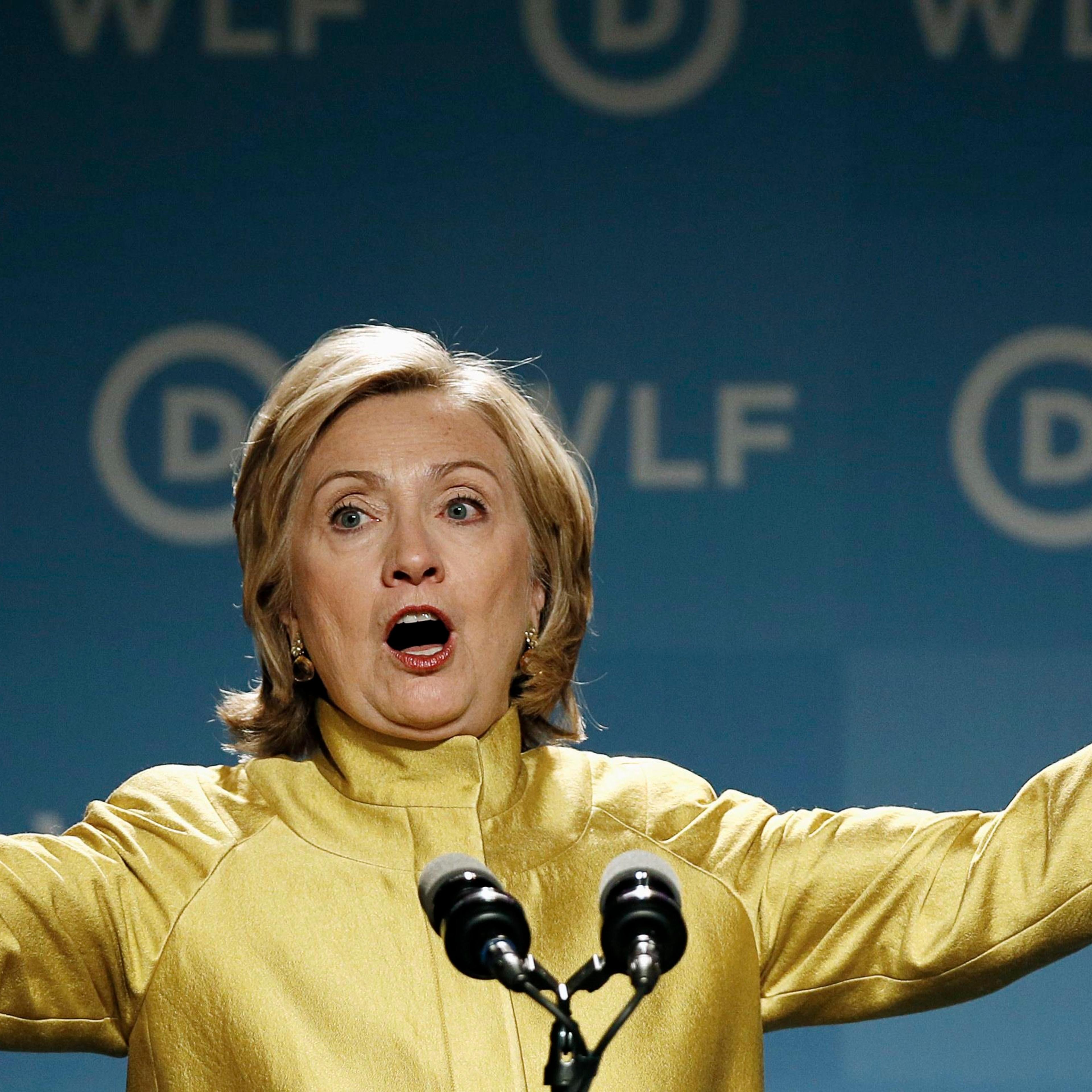 Former U.S. Secretary of State Hillary Clinton addresses the Democratic National Committee's Women's Leadership Forum annual Issues Conference in Washington on Sept. 19, 2014.